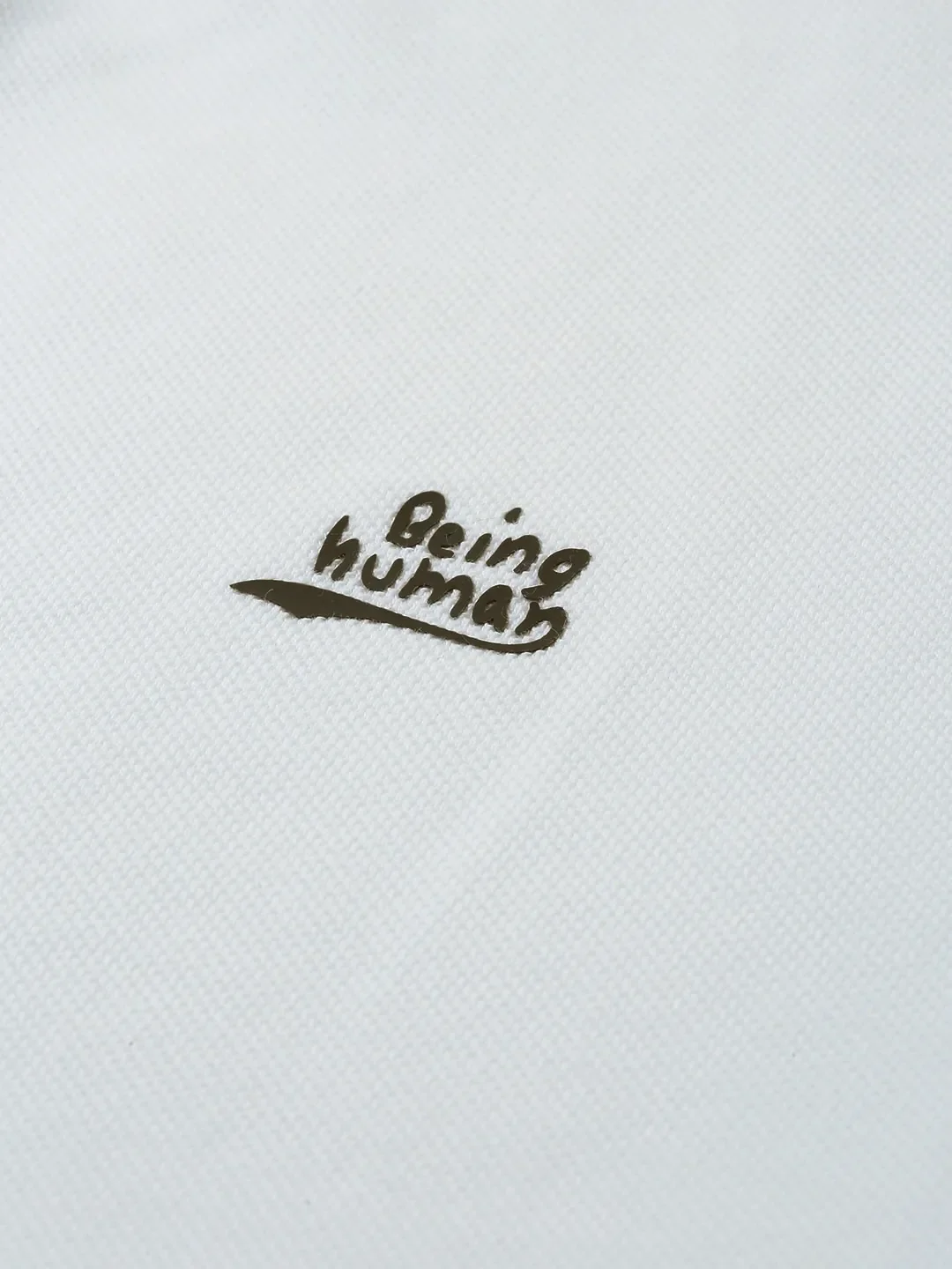 White Regular Fit Men's Polo T-Shirt by Being Human Clothing - Image 5