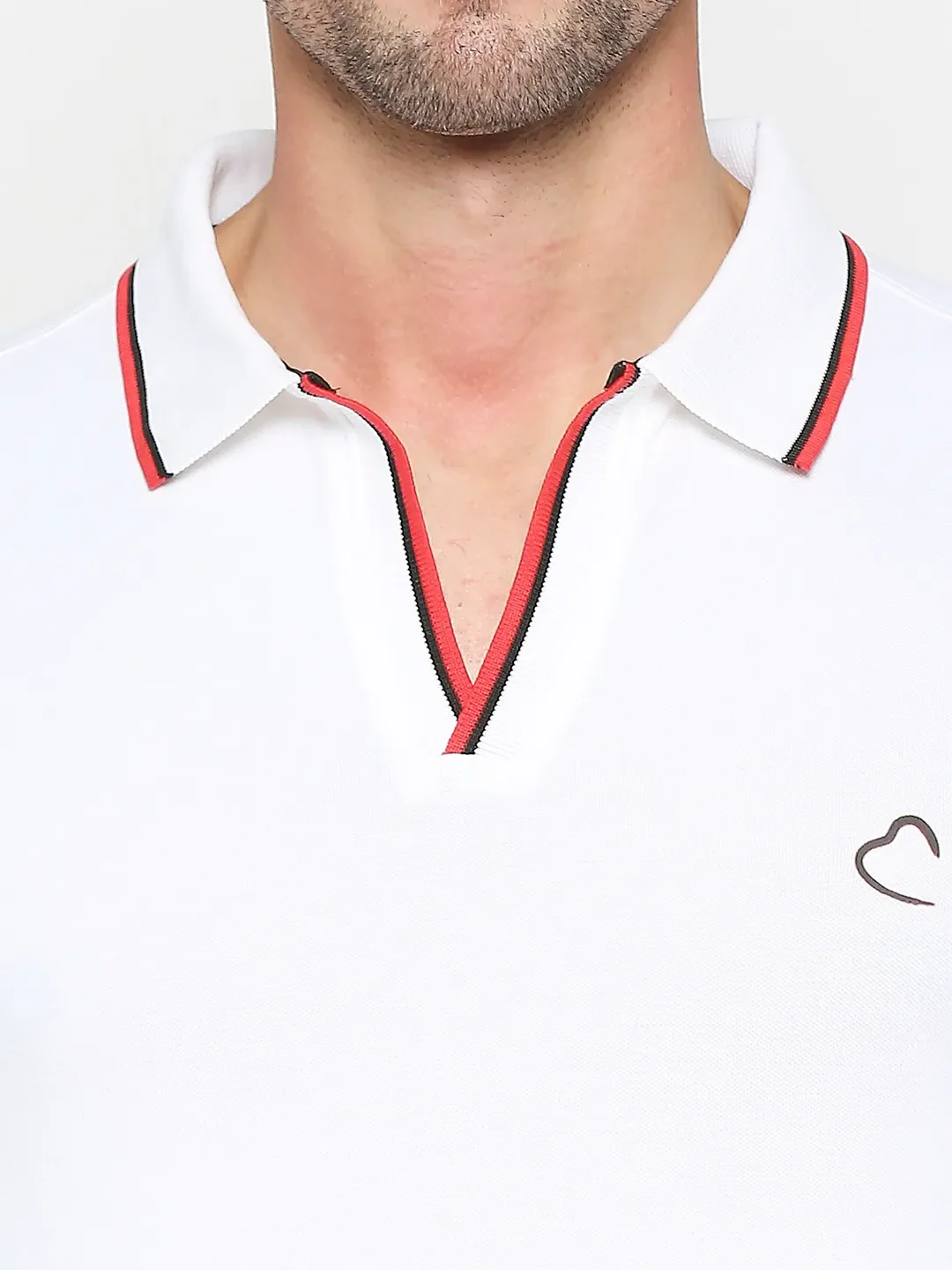 White Regular Fit Men's Long Sleeves Polo T-Shirt by Being Human Clothing - Image 5