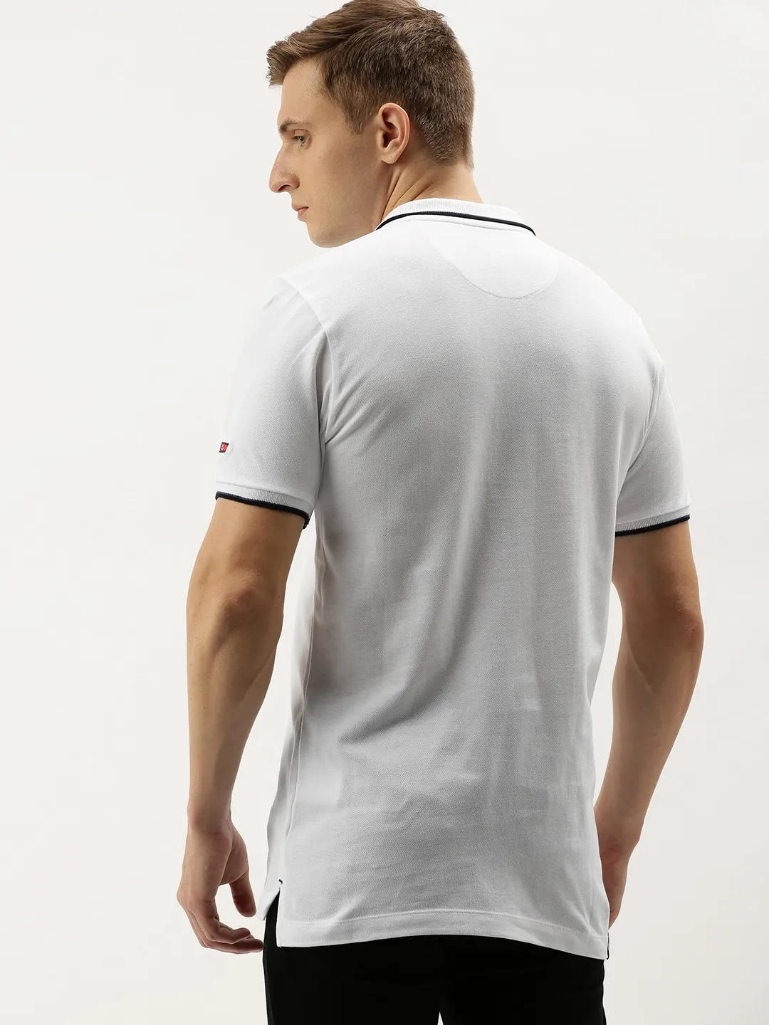 White Regular Fit Men's Polo T-Shirt by Being Human Clothing - Image 2