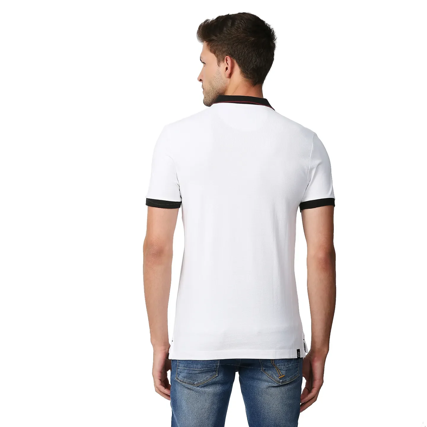 White Regular Fit Men's Polo T-Shirt by Being Human Clothing - Image 4