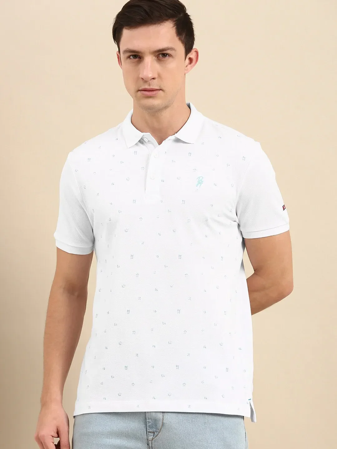 White Regular Fit Men's Polo T-Shirt by Being Human Clothing