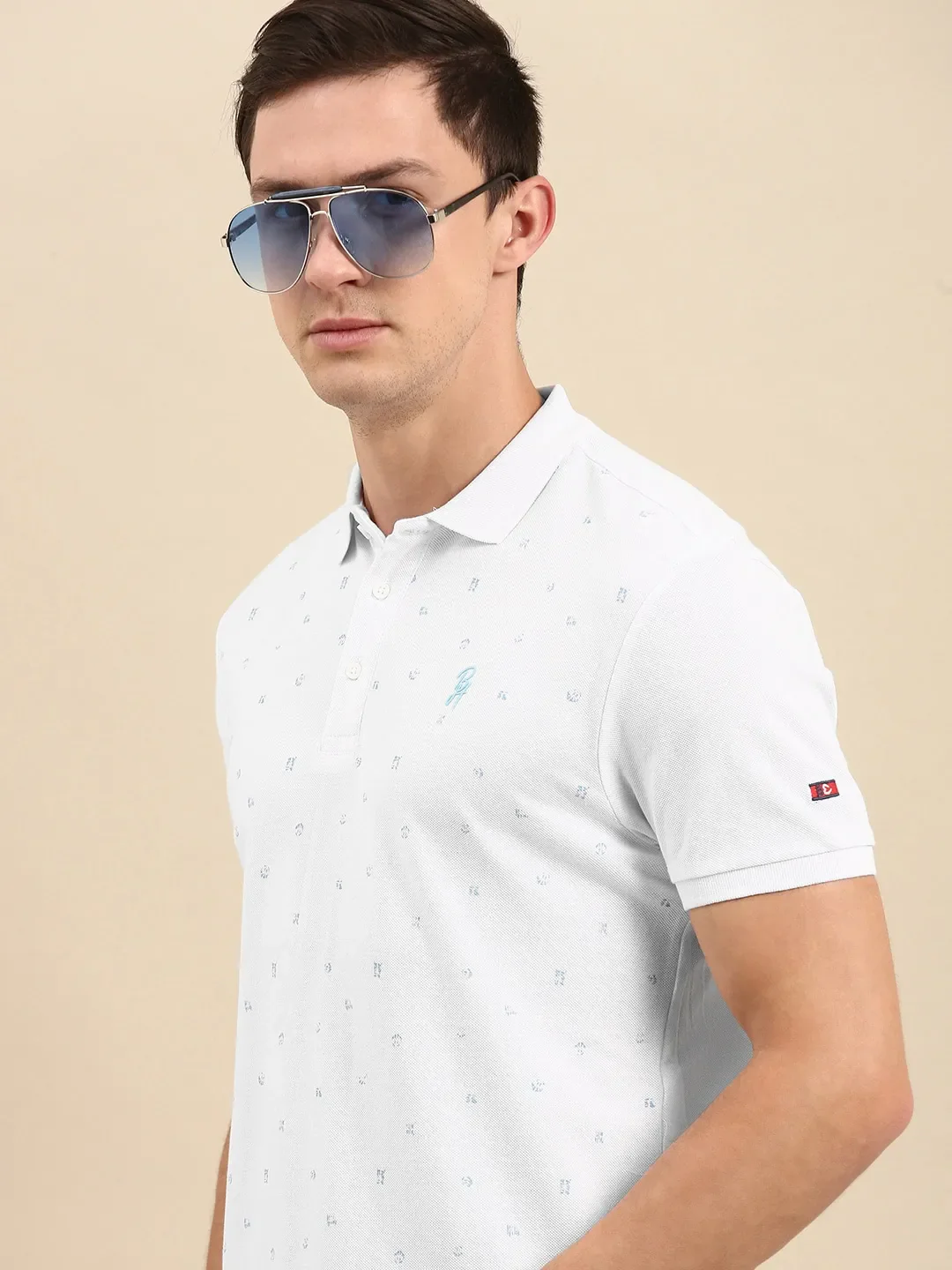 White Regular Fit Men's Polo T-Shirt by Being Human Clothing - Image 3