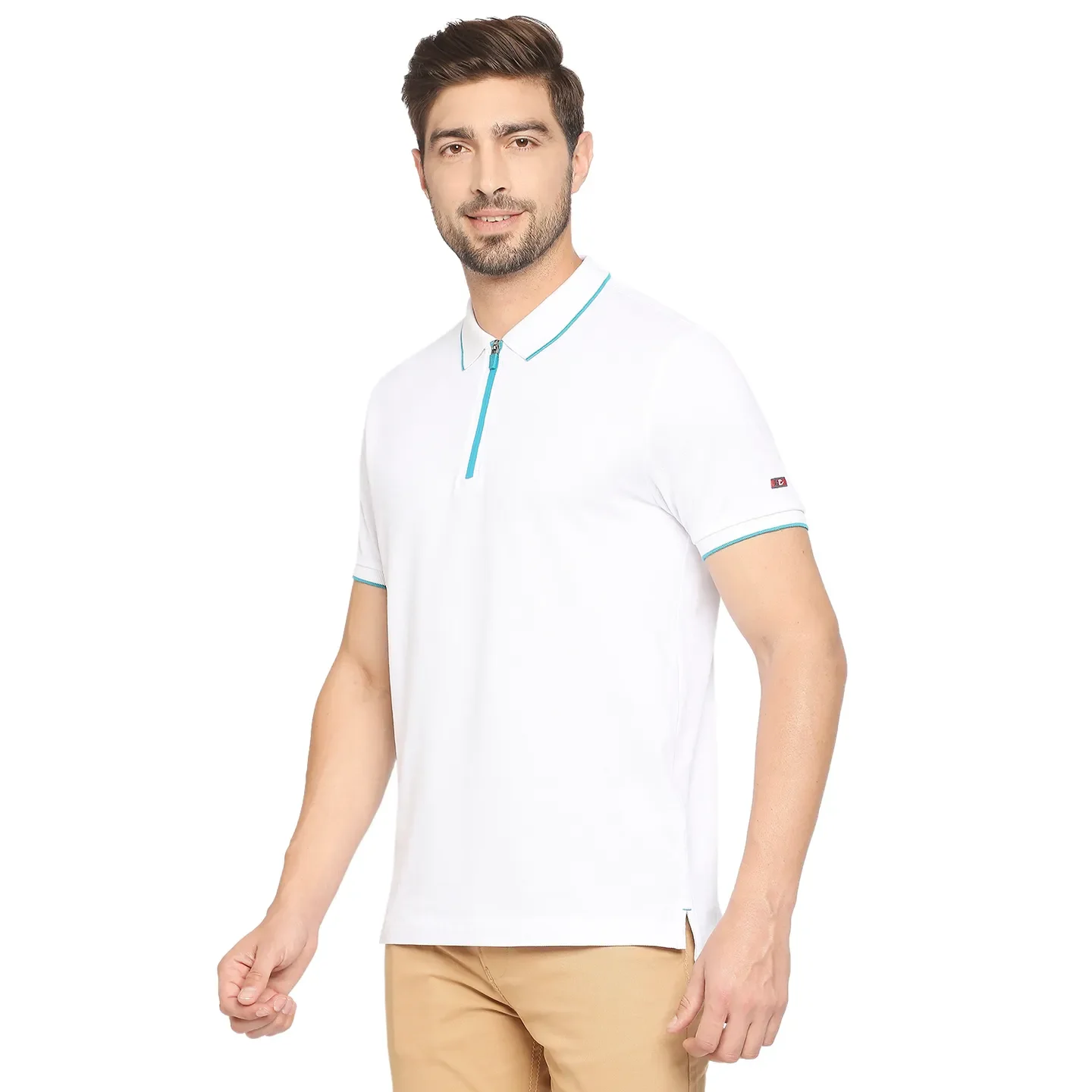 White Regular Fit Men's Polo T-Shirt by Being Human Clothing - Image 6