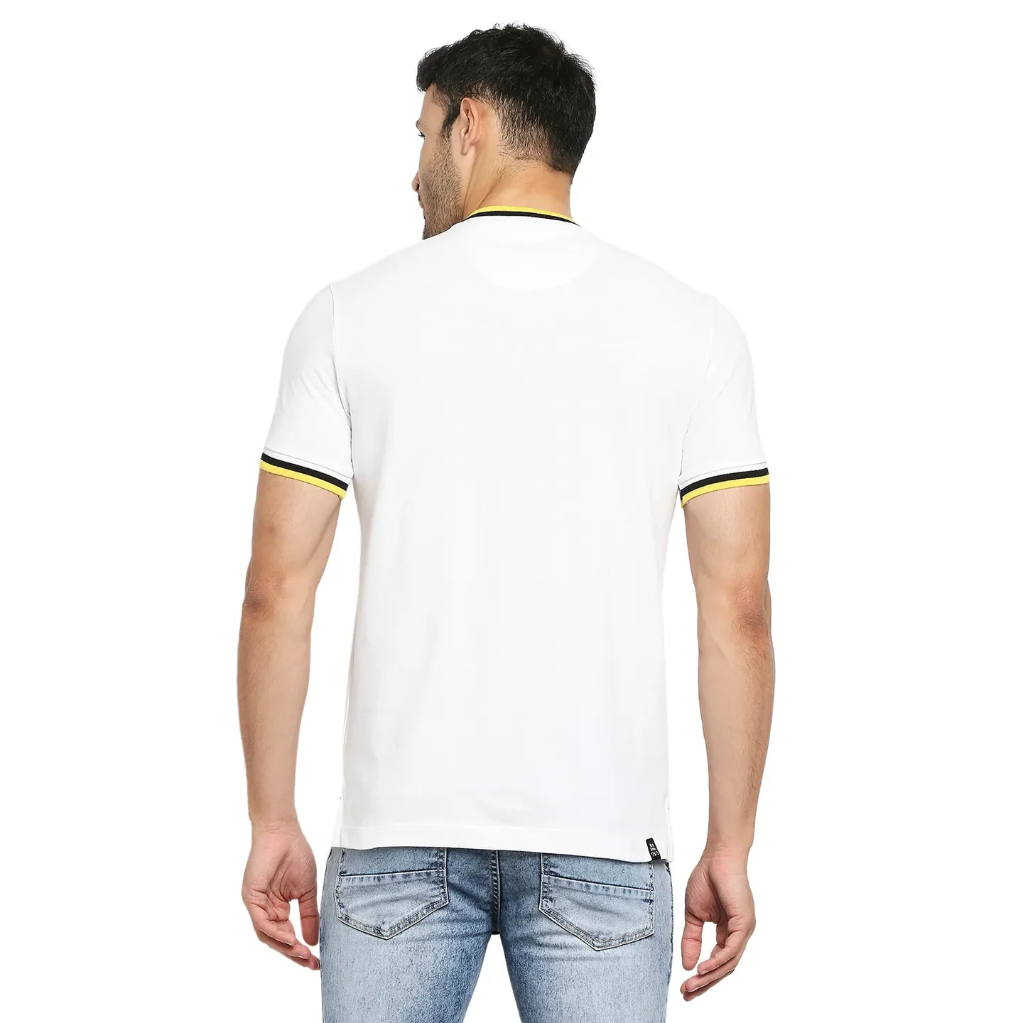 White Regular Fit Men's Polo T-Shirt by Being Human Clothing - Image 4
