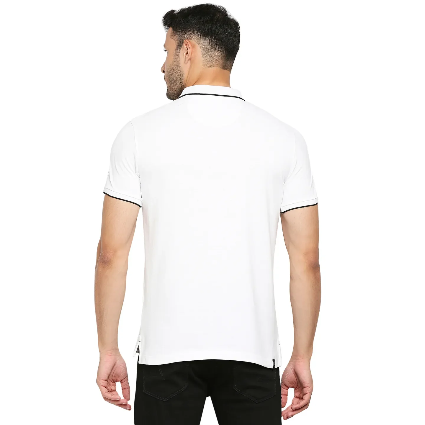 White Regular Fit Men's Polo T-Shirt by Being Human Clothing - Image 4