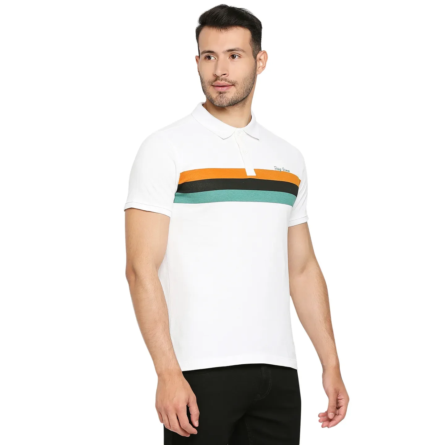 White Regular Fit Men's Polo T-Shirt by Being Human Clothing - Image 3