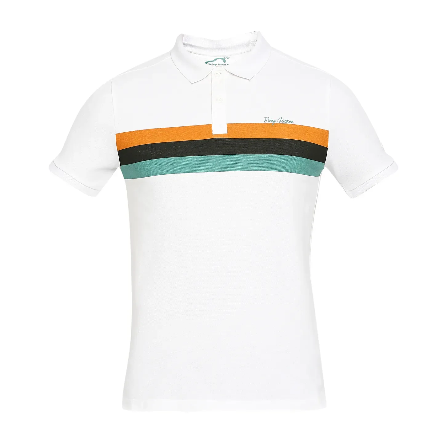 White Regular Fit Men's Polo T-Shirt by Being Human Clothing - Image 7