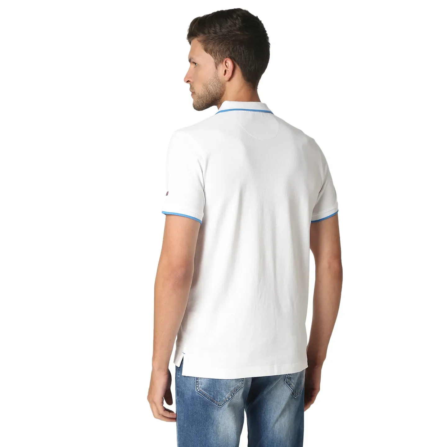 White Slim Straight Fit Men's Polo T-Shirt by Being Human Clothing - Image 3