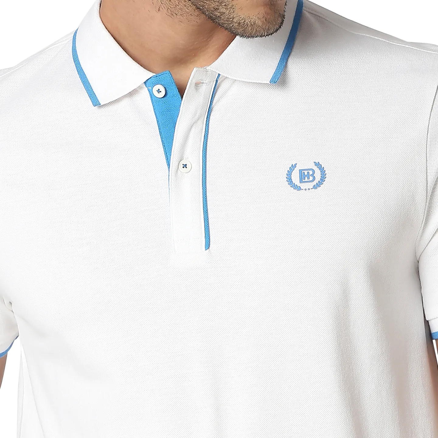 White Slim Straight Fit Men's Polo T-Shirt by Being Human Clothing - Image 4