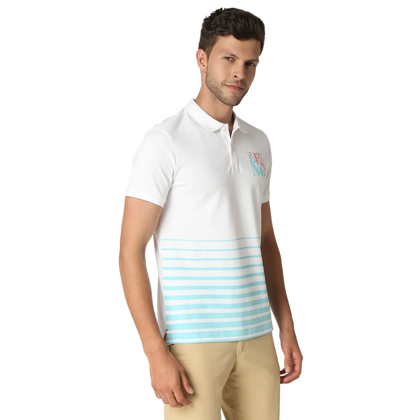 White Regular Fit Men's Polo T-Shirt by Being Human Clothing - Image 2