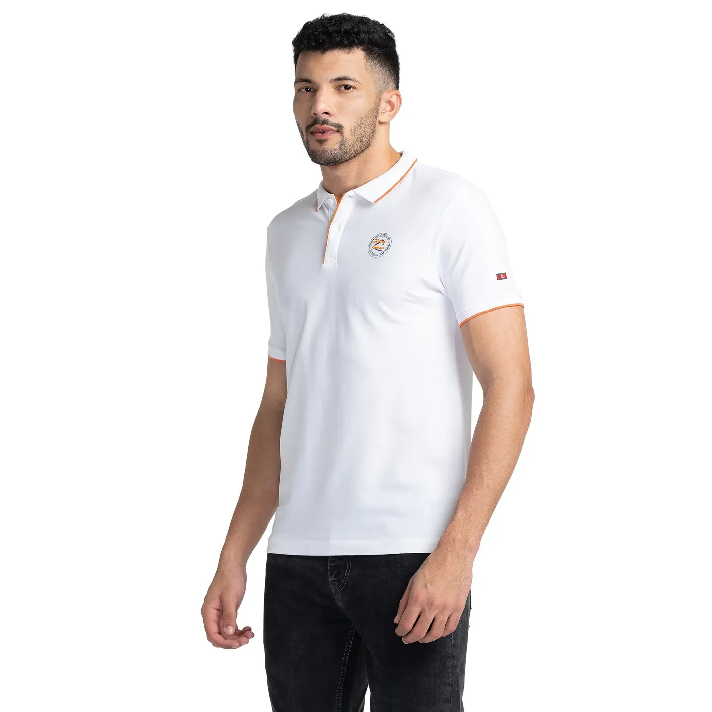 White Regular Fit Men's Polo T-Shirt by Being Human Clothing - Image 2