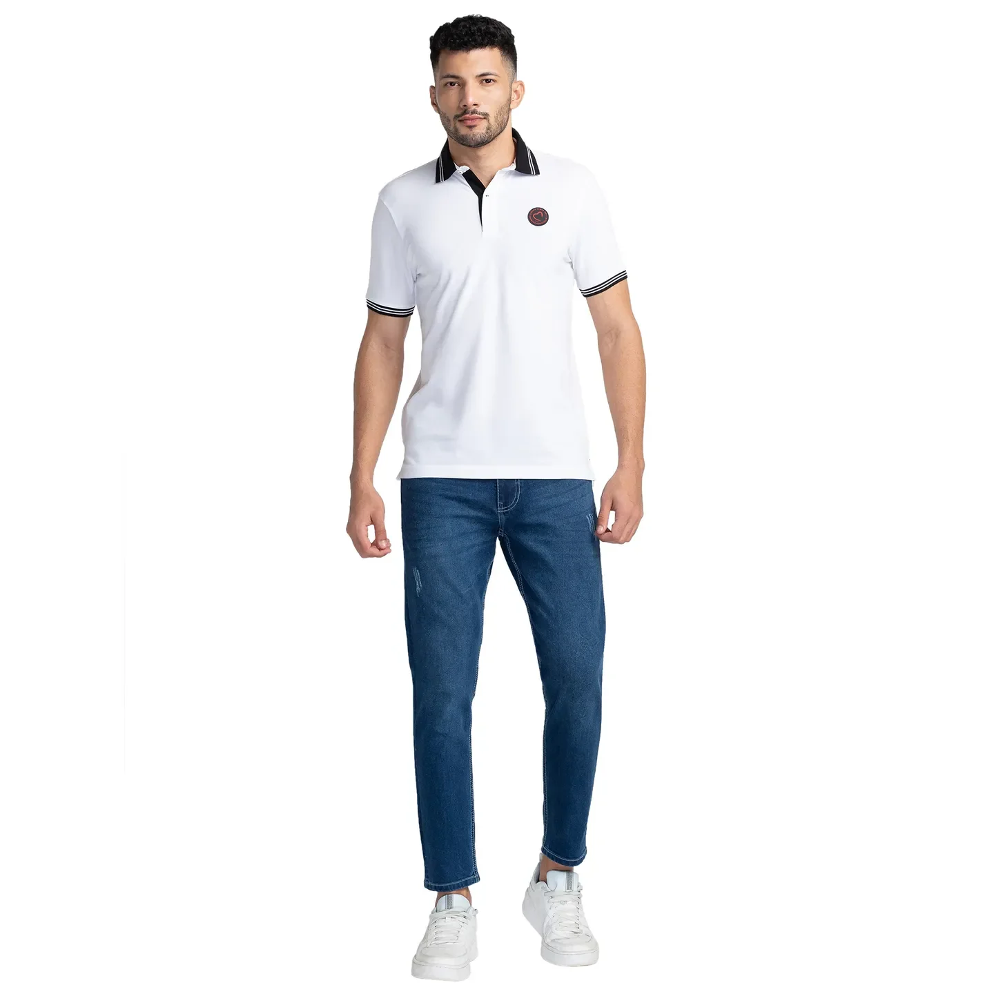 White Regular Fit Men's Polo T-Shirt by Being Human Clothing - Image 2