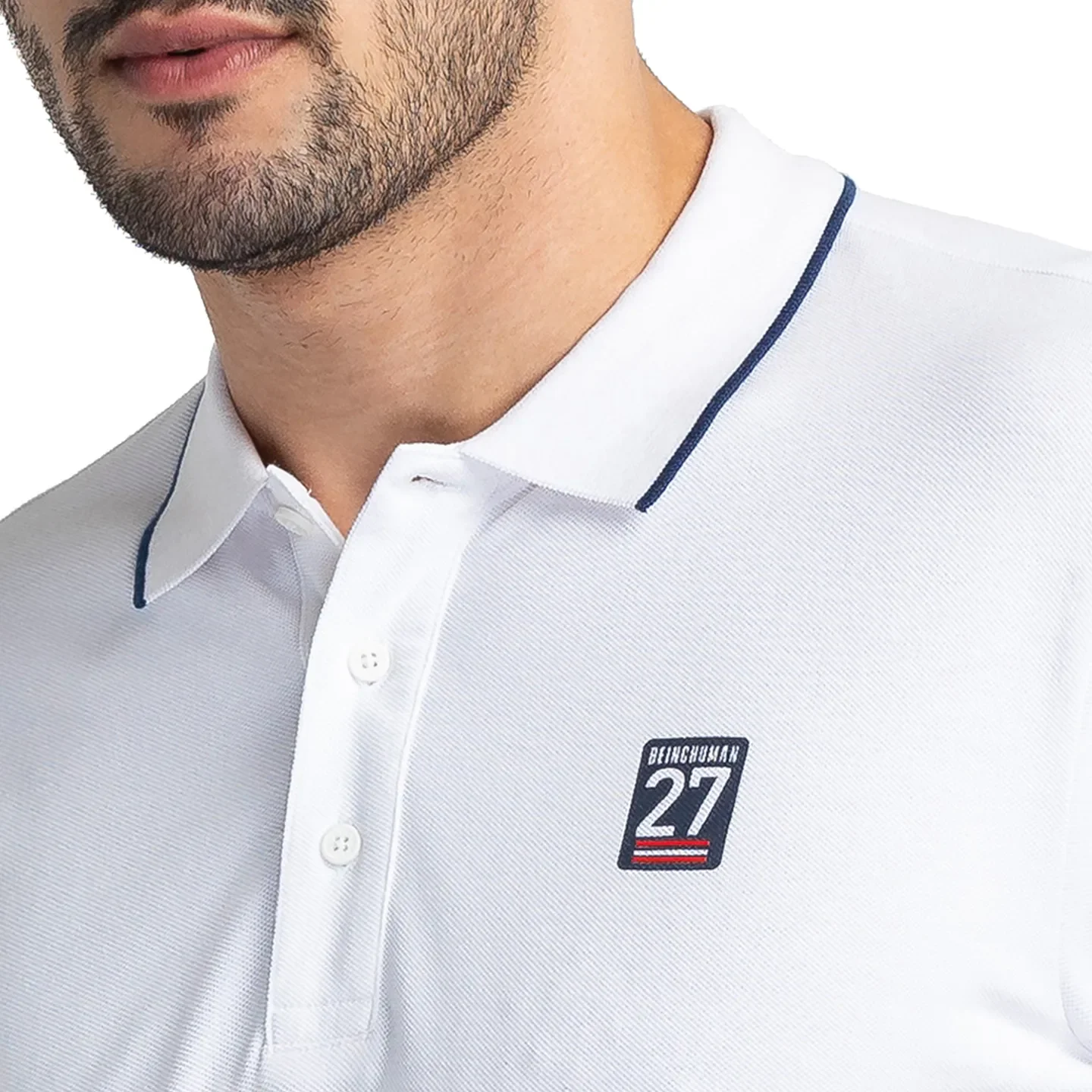 White Regular Fit Men's Polo T-Shirt by Being Human Clothing - Image 5