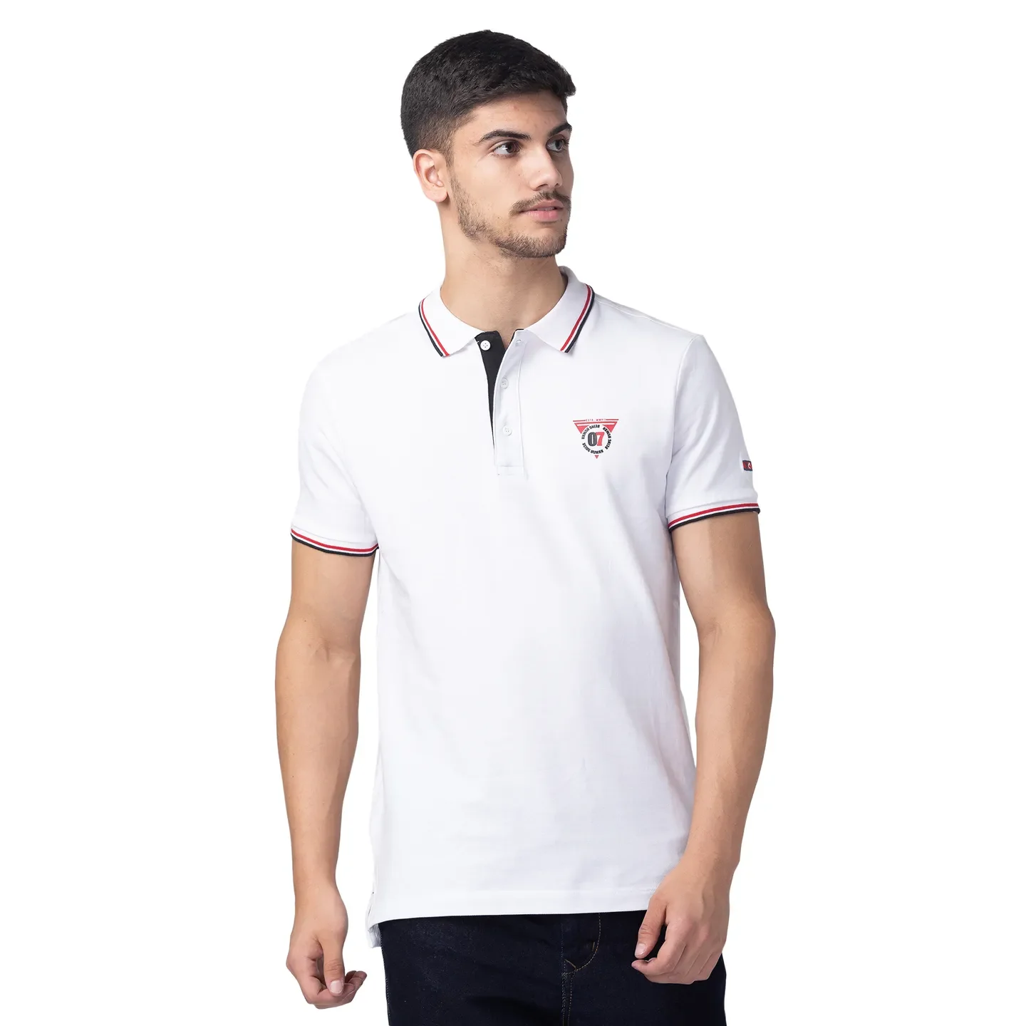 White Regular Fit Men's Polo T-Shirt by Being Human Clothing