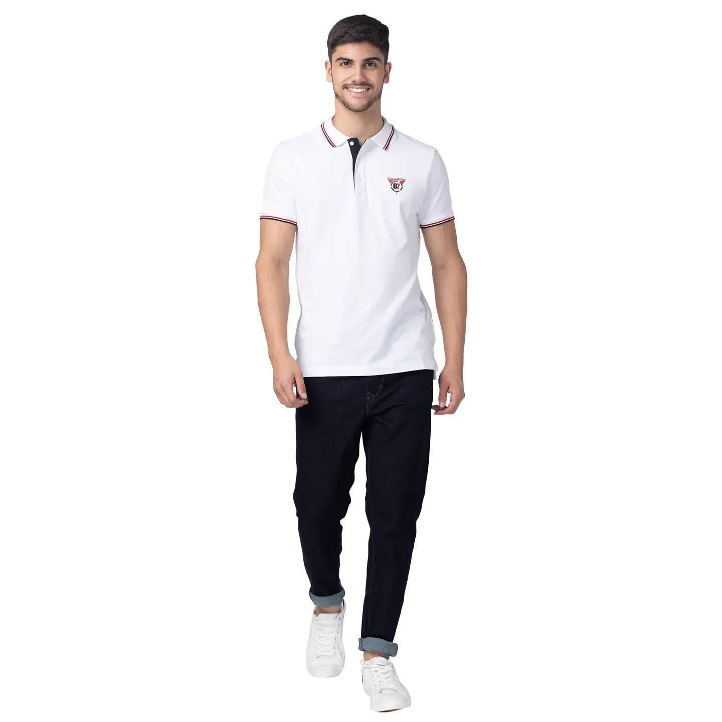 White Regular Fit Men's Polo T-Shirt by Being Human Clothing - Image 5