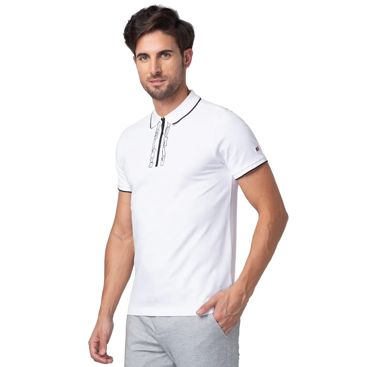 White Regular Fit Men's Polo T-Shirt by Being Human Clothing - Image 4