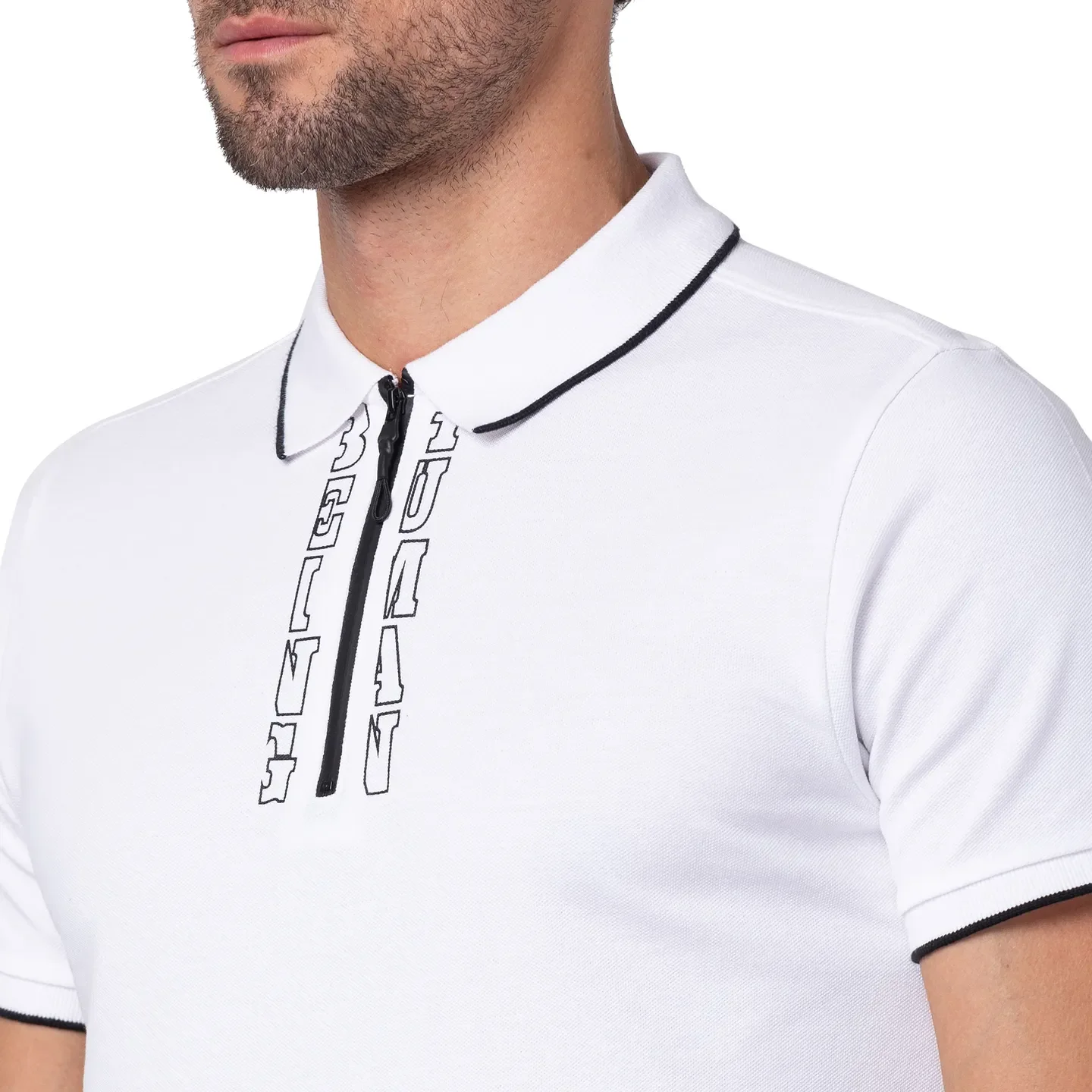 White Regular Fit Men's Polo T-Shirt by Being Human Clothing - Image 5