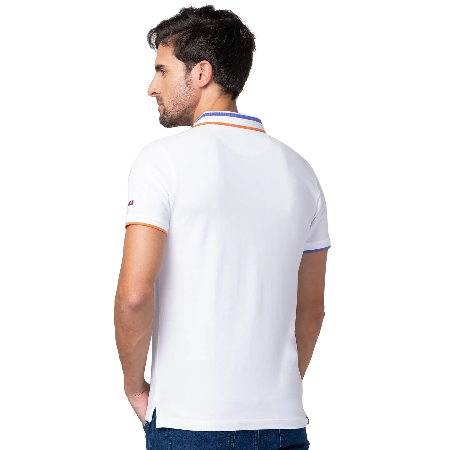 White Regular Fit Men's Polo T-Shirt by Being Human Clothing - Image 3