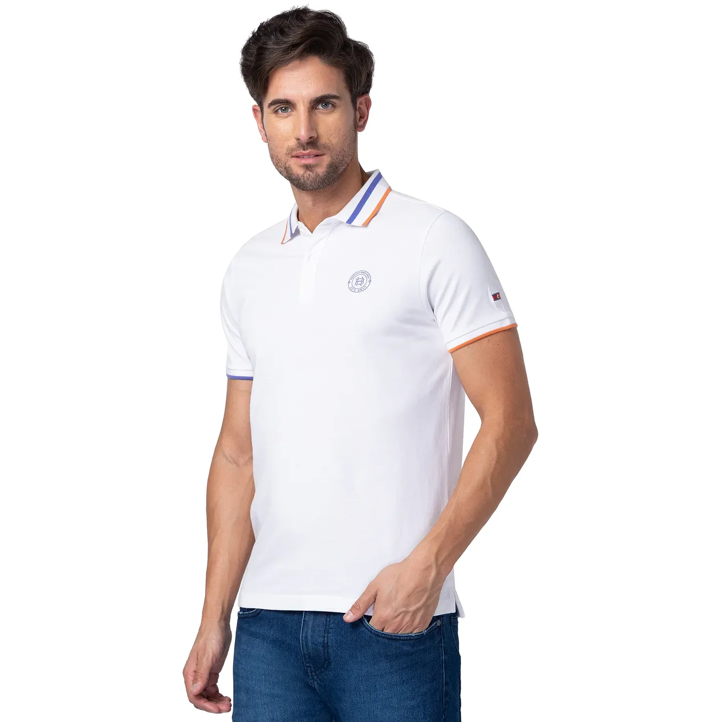 White Regular Fit Men's Polo T-Shirt by Being Human Clothing - Image 4