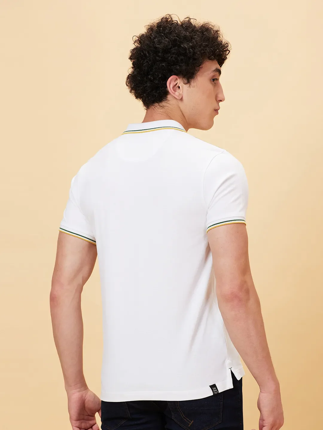 White Regular Fit Men's Polo T-Shirt by Being Human Clothing - Image 2