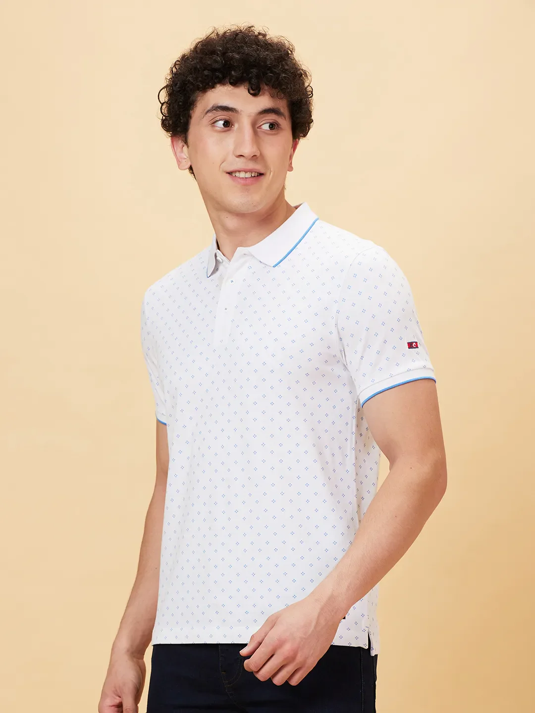 White Regular Fit Men's Polo T-Shirt by Being Human Clothing - Image 3