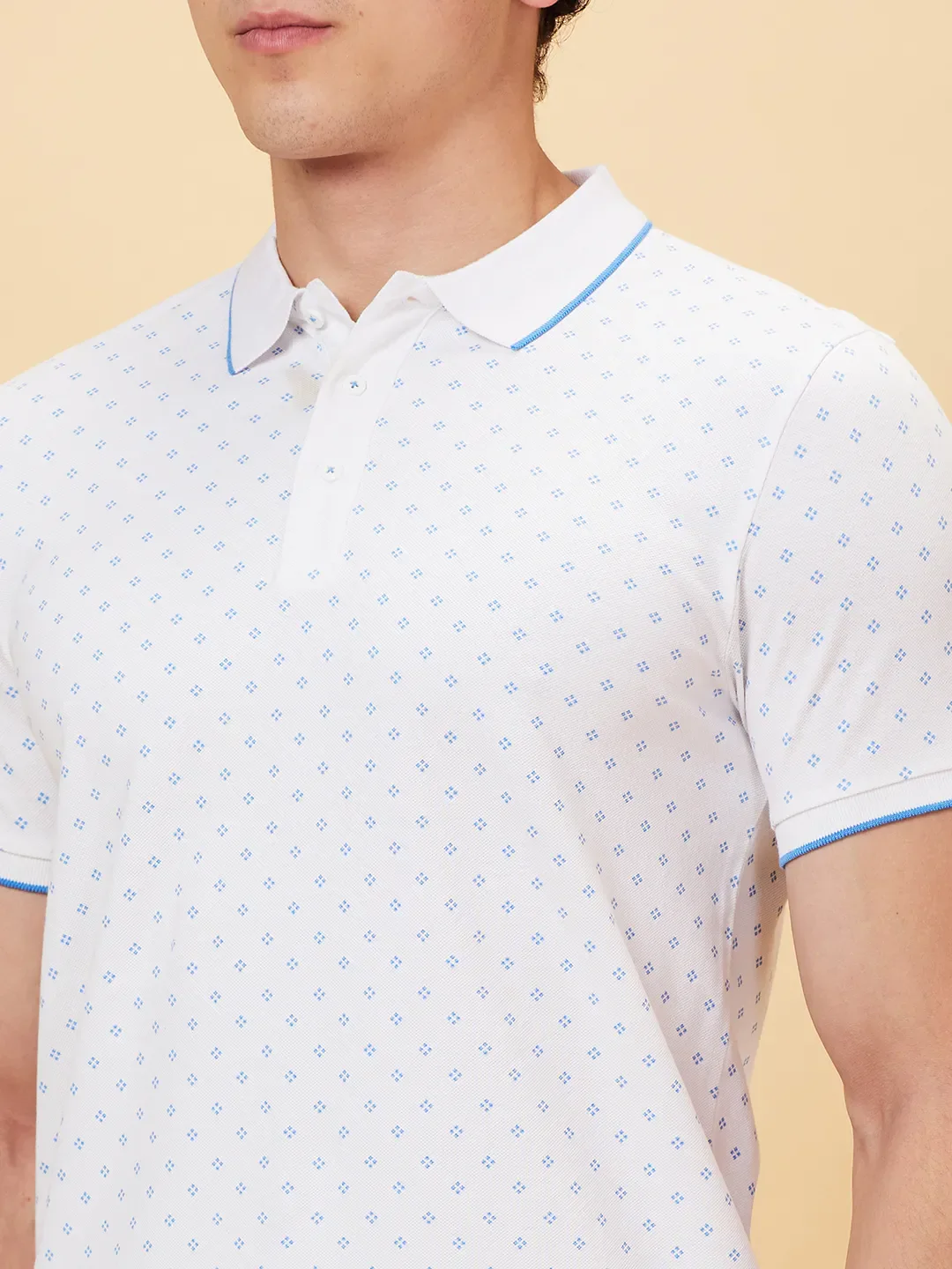 White Regular Fit Men's Polo T-Shirt by Being Human Clothing - Image 4