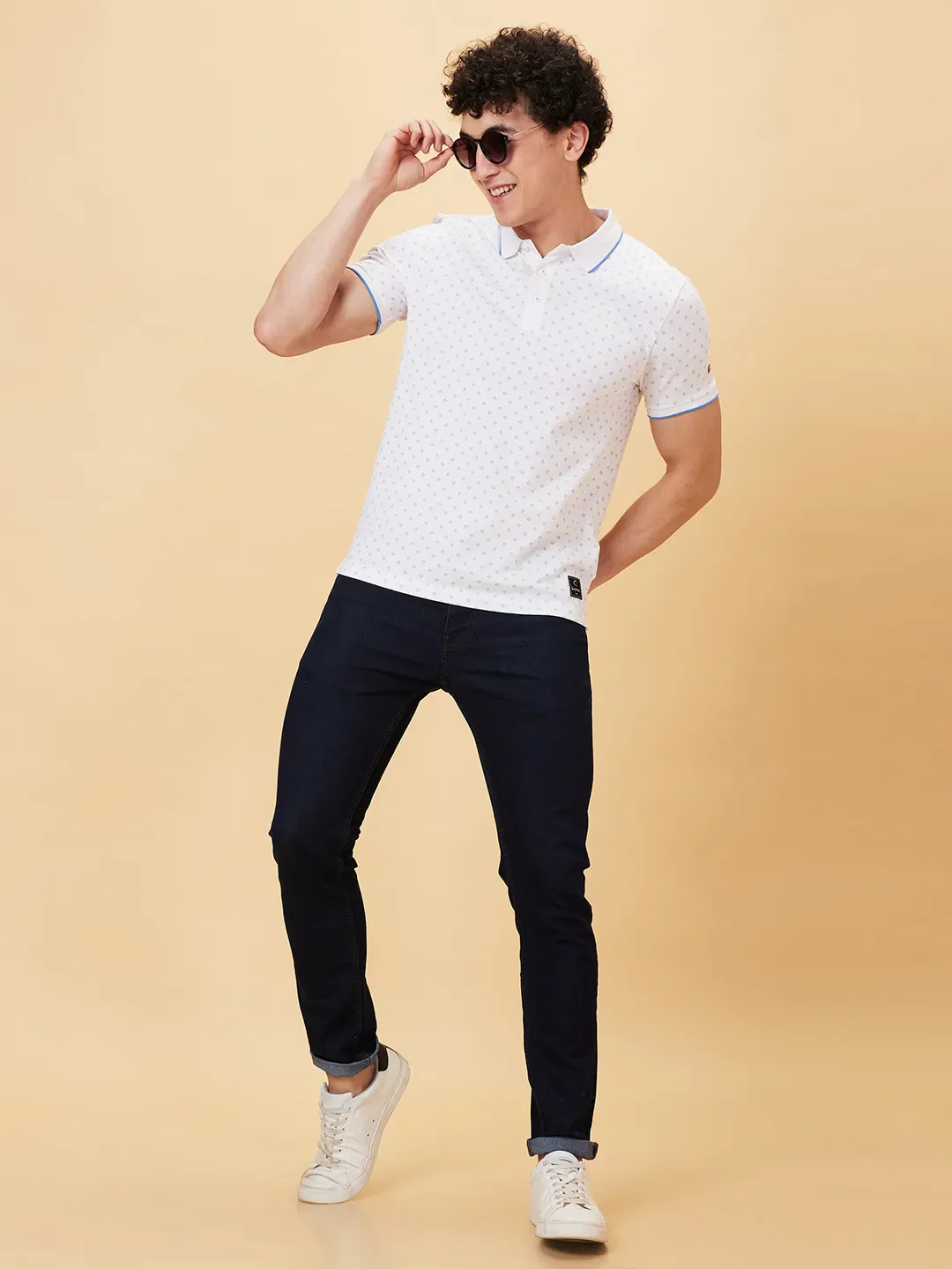 White Regular Fit Men's Polo T-Shirt by Being Human Clothing - Image 5