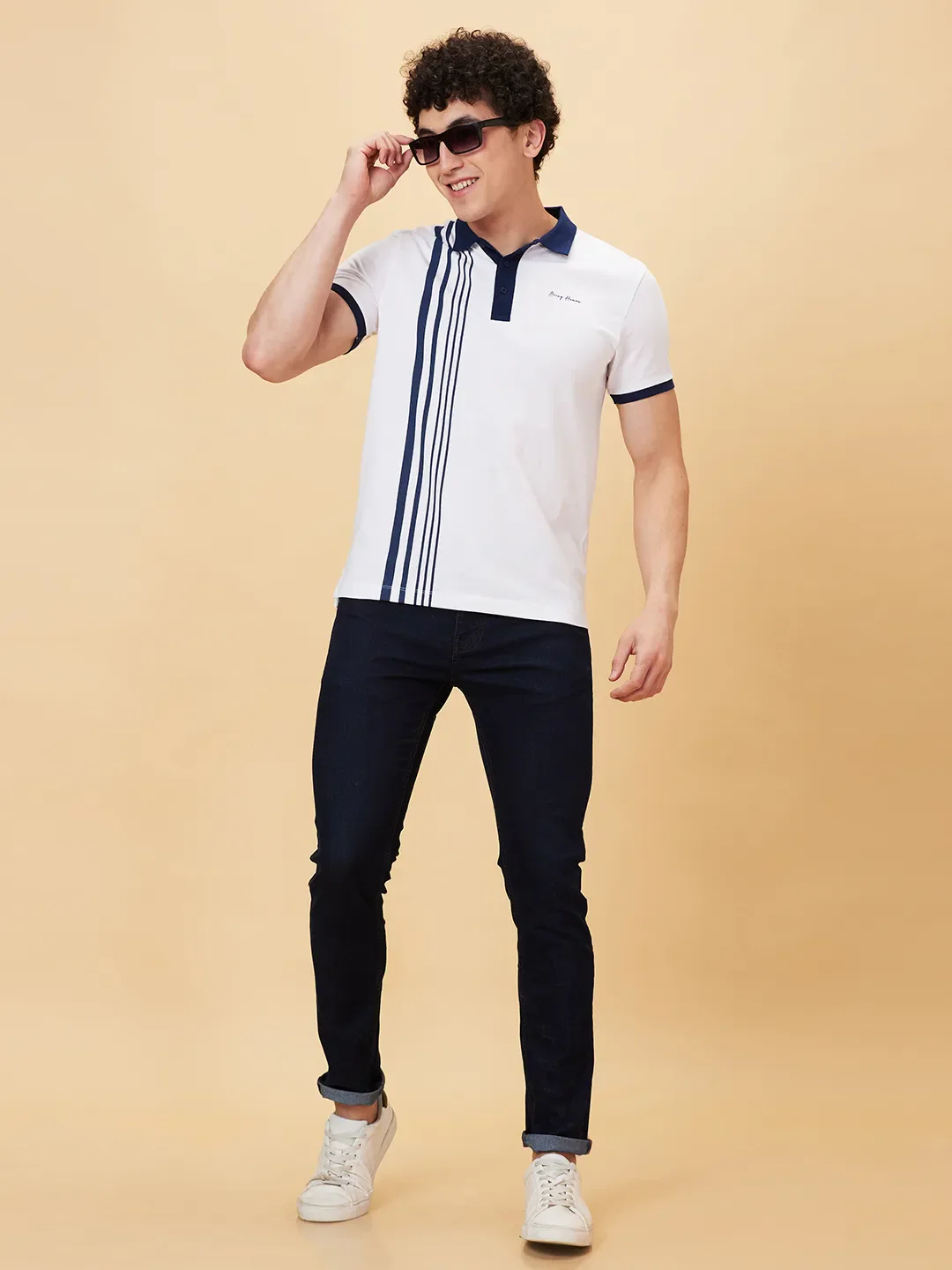 White Regular Fit Men's Polo T-Shirt by Being Human Clothing - Image 5