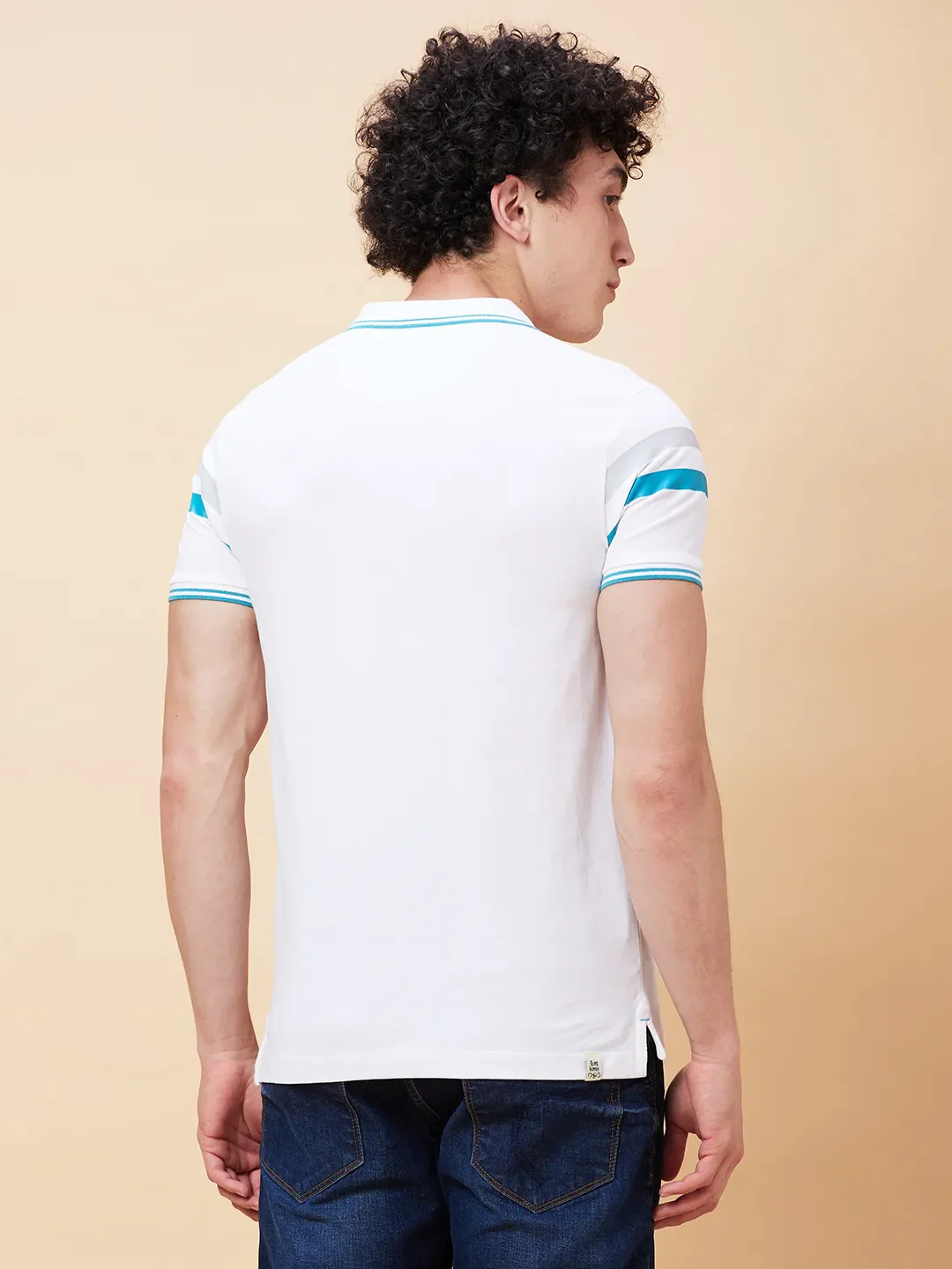 White Regular Fit Men's Polo T-Shirt by Being Human Clothing - Image 4