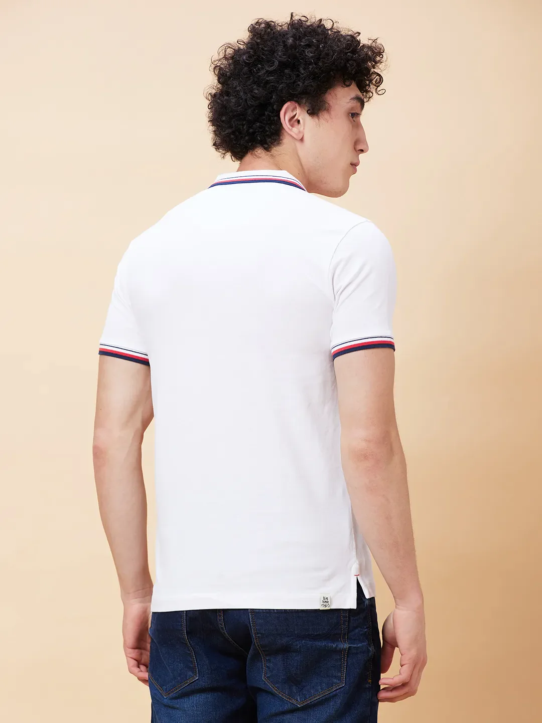 White Regular Fit Men's Polo T-Shirt by Being Human Clothing - Image 4