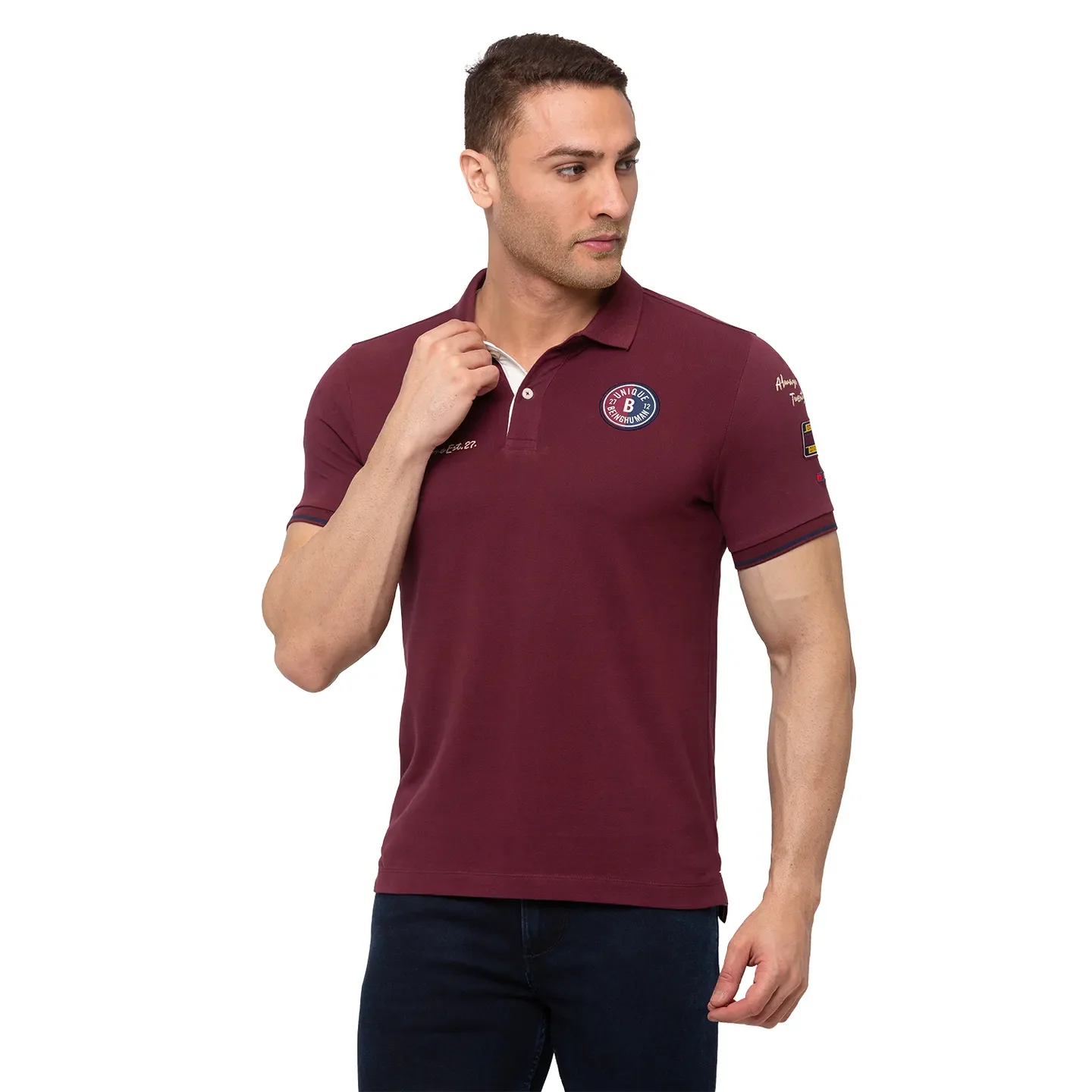 Red Regular Fit Men's Polo T-Shirt by Being Human Clothing - Image 2