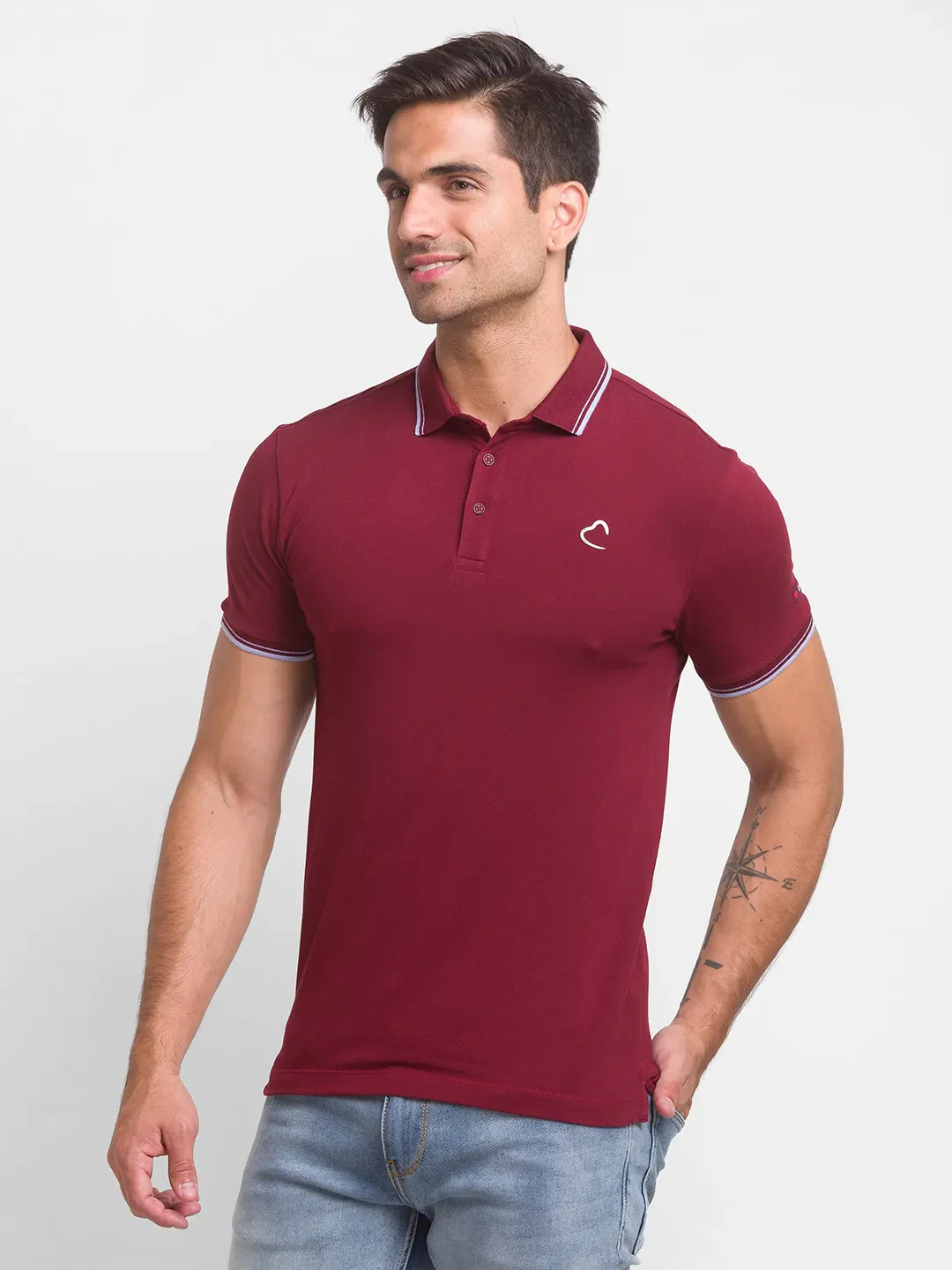 Red Regular Fit Men's Polo T-Shirt by Being Human Clothing - Image 2
