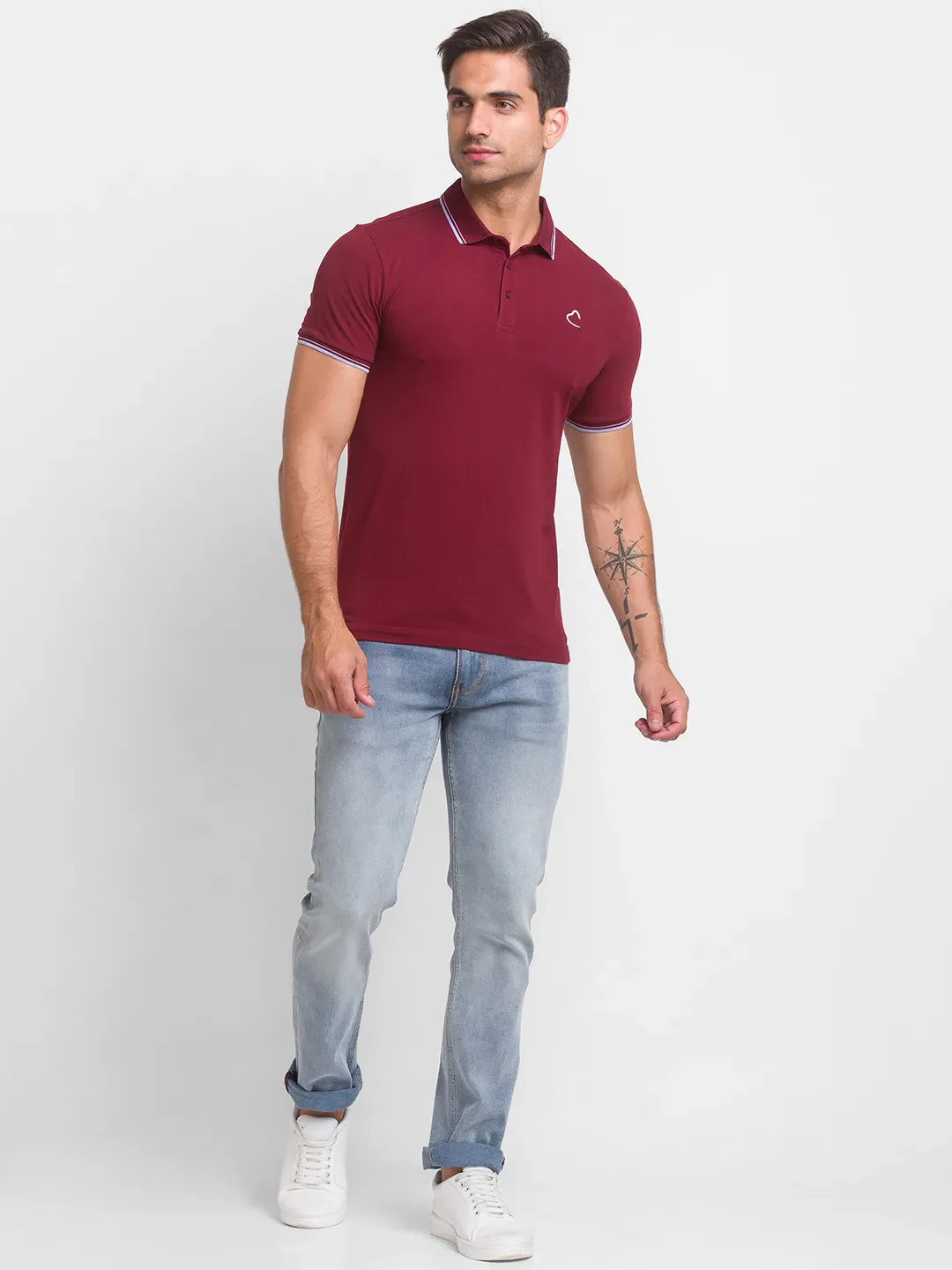 Red Regular Fit Men's Polo T-Shirt by Being Human Clothing - Image 6