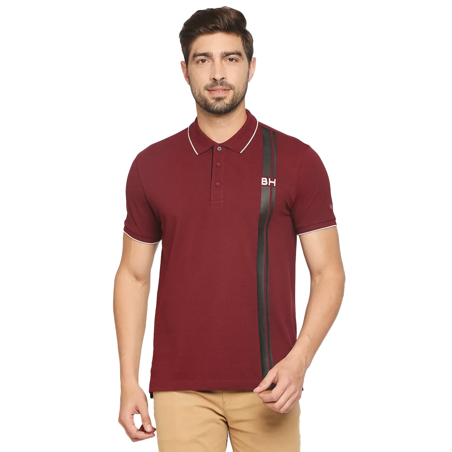Red Regular Fit Men's Polo T-Shirt by Being Human Clothing