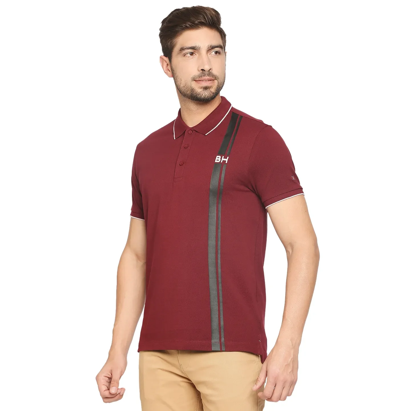 Red Regular Fit Men's Polo T-Shirt by Being Human Clothing - Image 3
