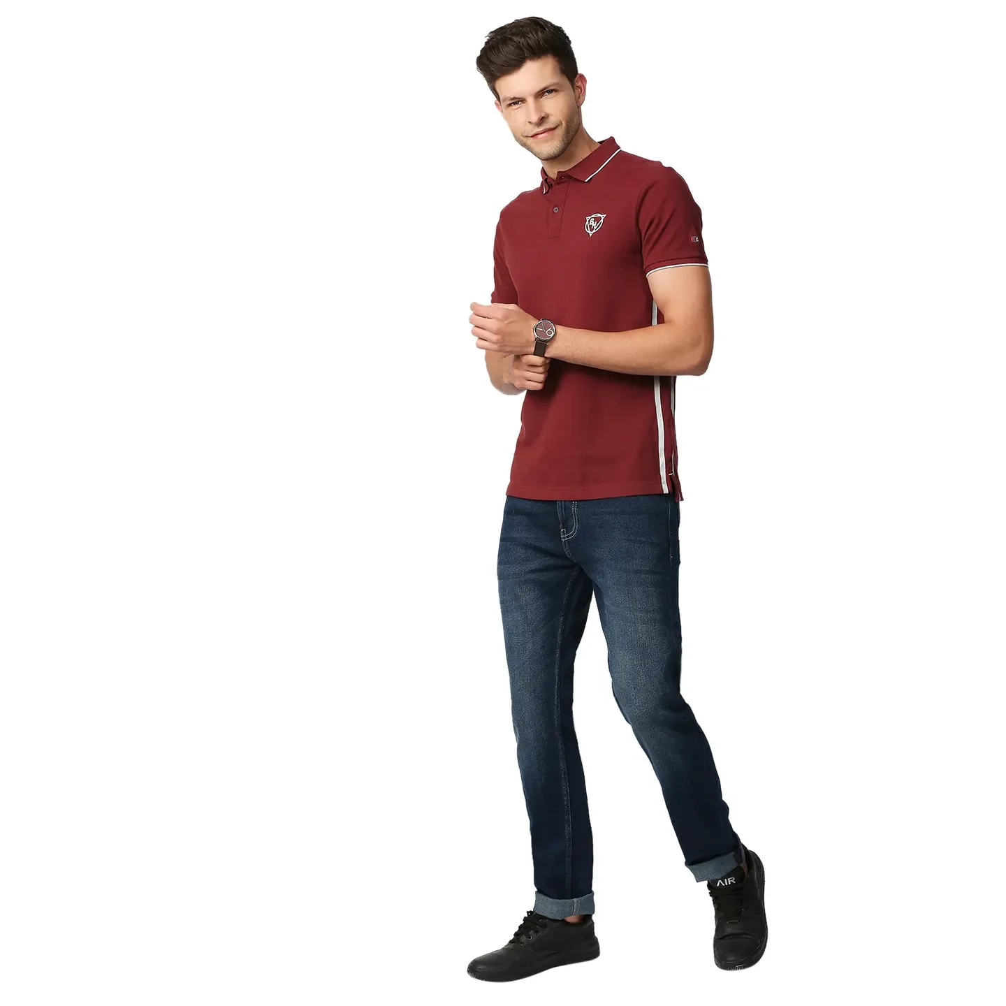 Red Regular Fit Men's Polo T-Shirt by Being Human Clothing - Image 6
