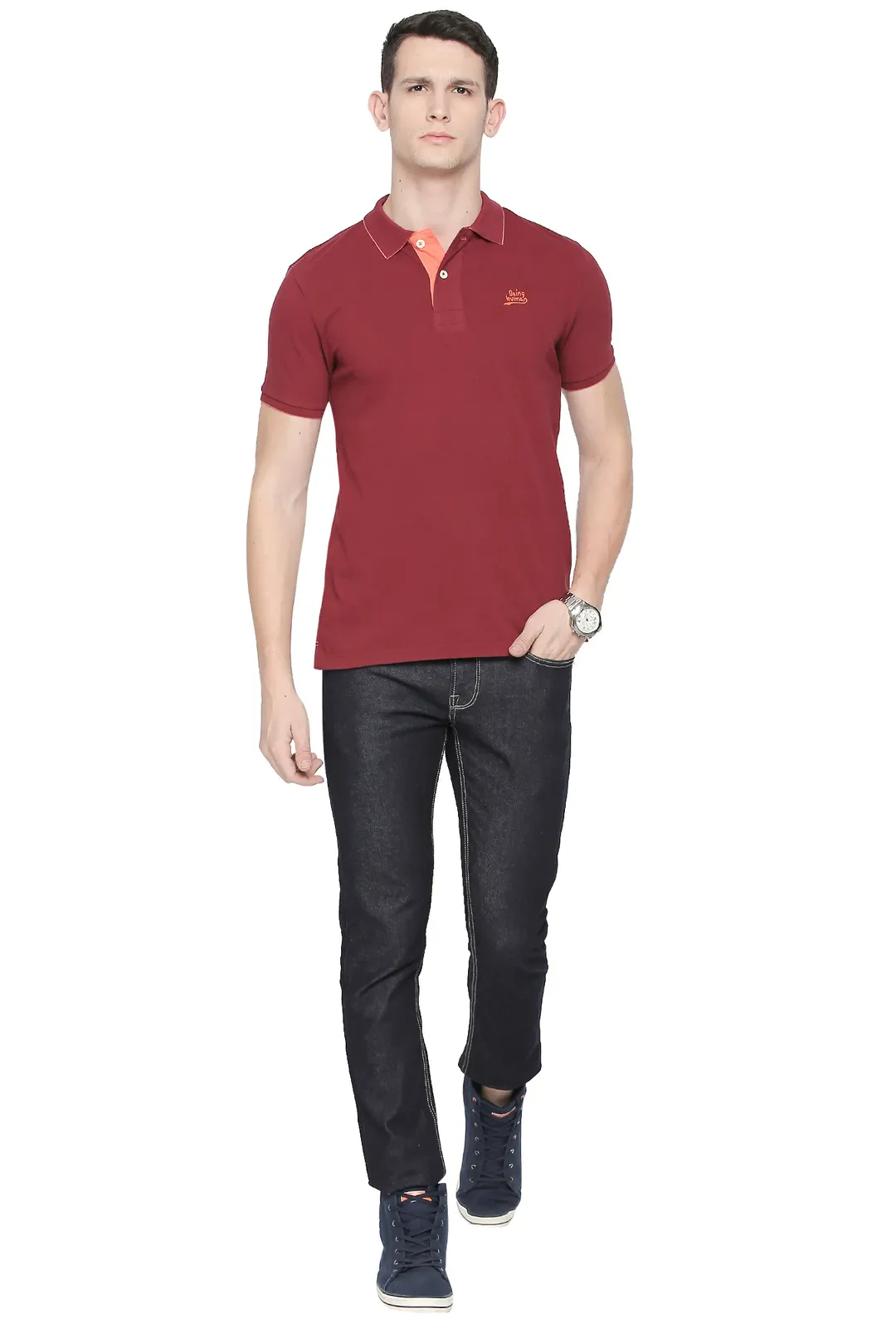 Red Regular Fit Men's Polo T-Shirt by Being Human Clothing - Image 5