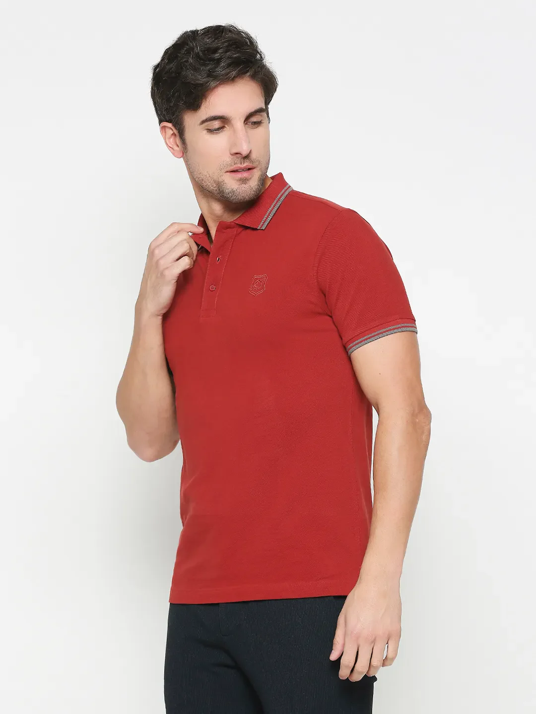 Red Regular Fit Men's Polo T-Shirt by Being Human Clothing - Image 2