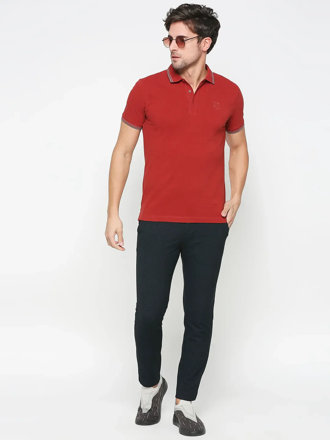 Red Regular Fit Men's Polo T-Shirt by Being Human Clothing - Image 6