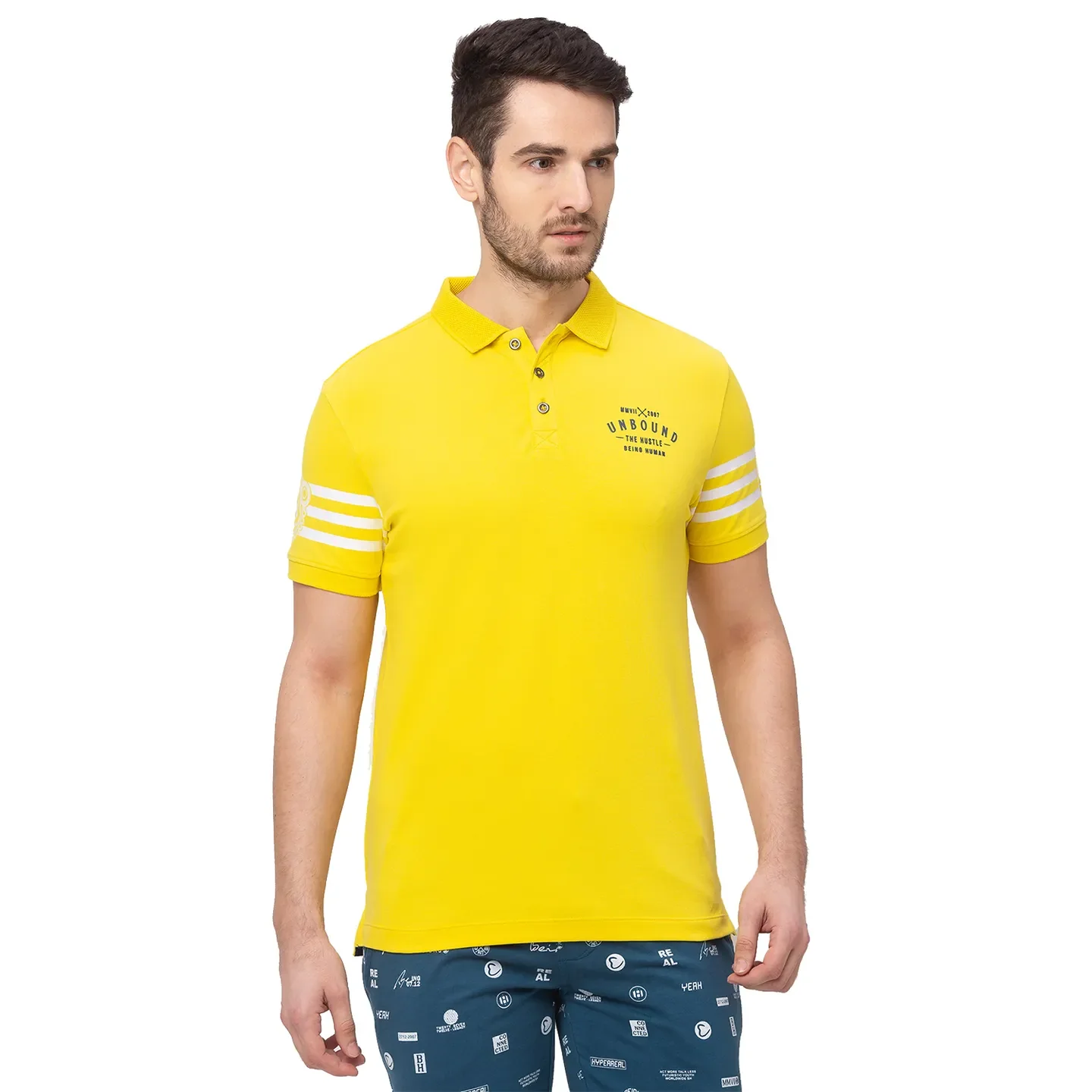 Yellow Regular Fit Men's Polo T-Shirt by Being Human Clothing