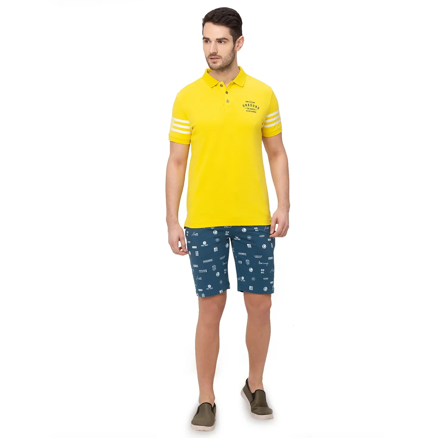 Yellow Regular Fit Men's Polo T-Shirt by Being Human Clothing - Image 5