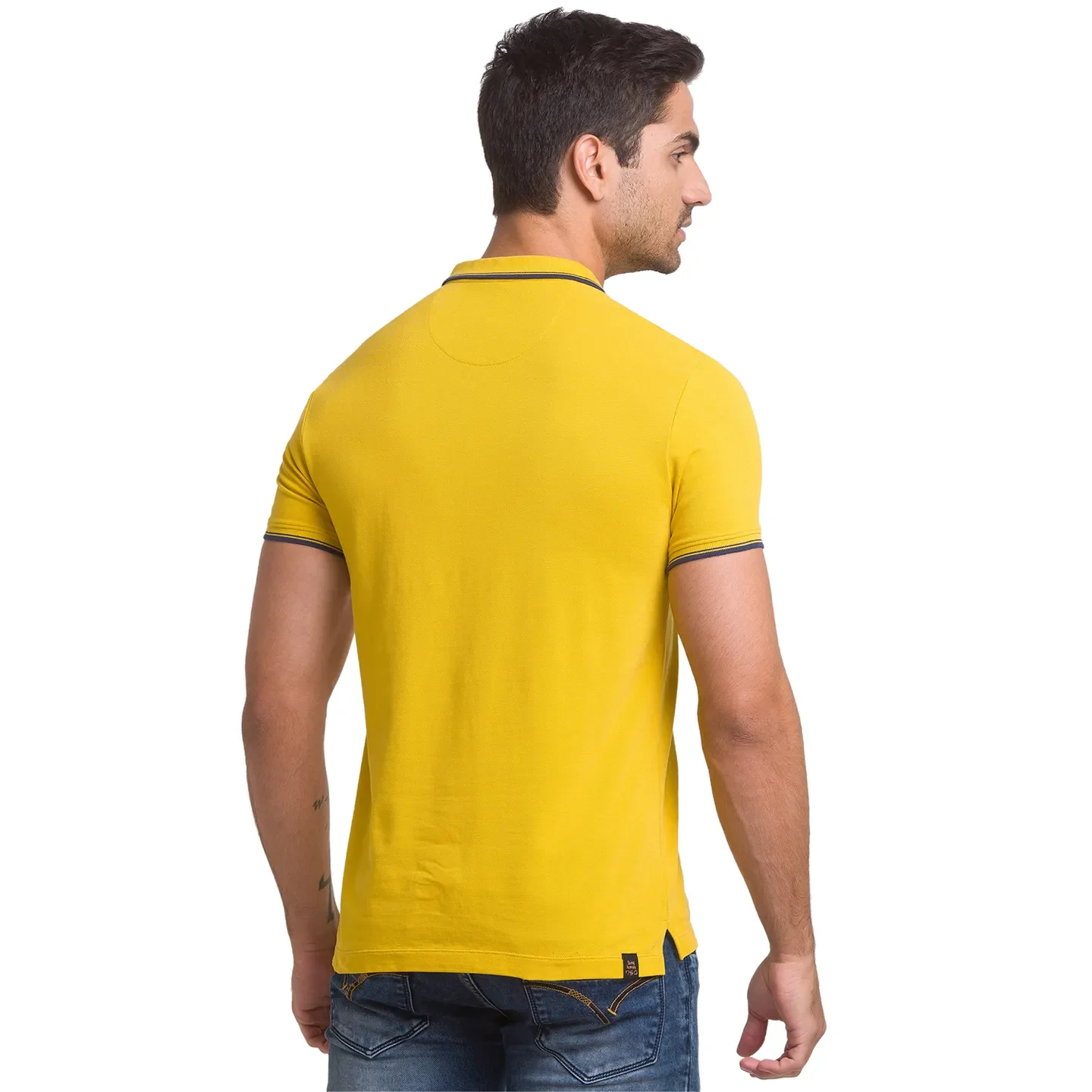 Yellow Slim Fit Men's Polo T-shirt by Being Human Clothing - Image 4