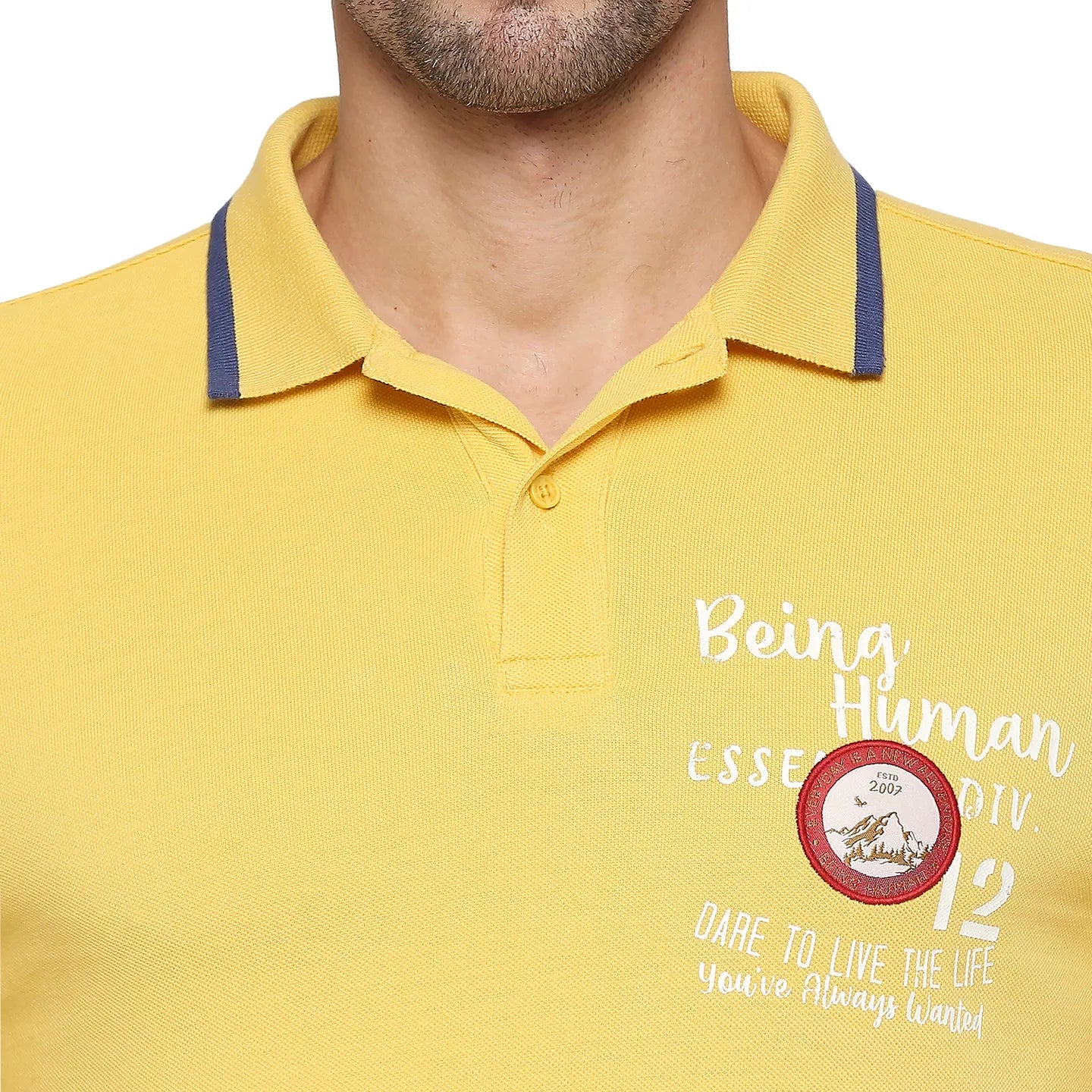 Yellow Regular Fit Men's Polo T-shirt by Being Human Clothing - Image 5
