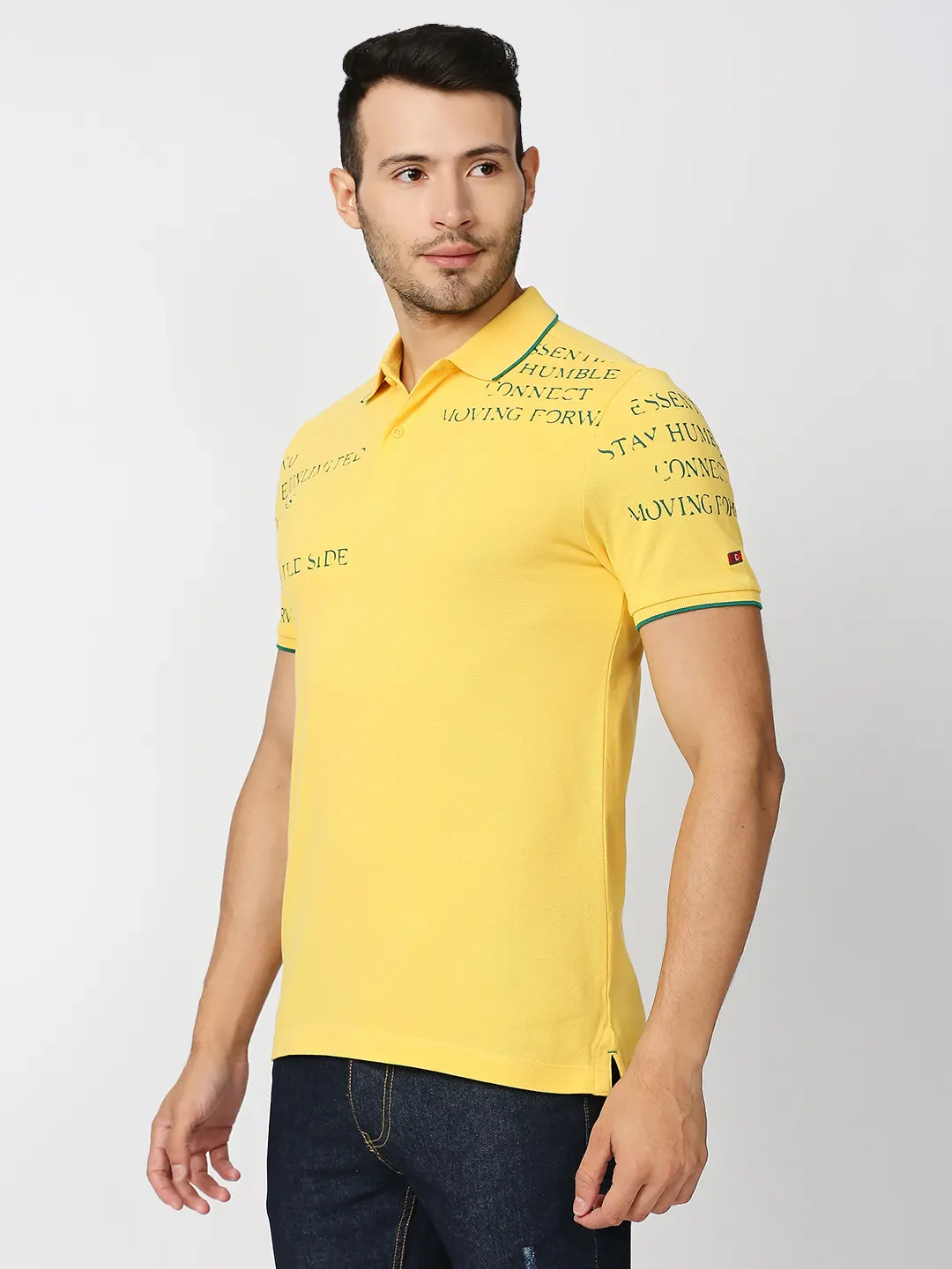 Yellow Regular Fit Men's Polo T-Shirt by Being Human Clothing - Image 2