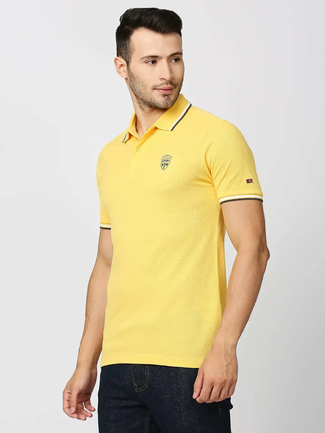 Yellow Regular Fit Men's Polo T-Shirt by Being Human Clothing - Image 2