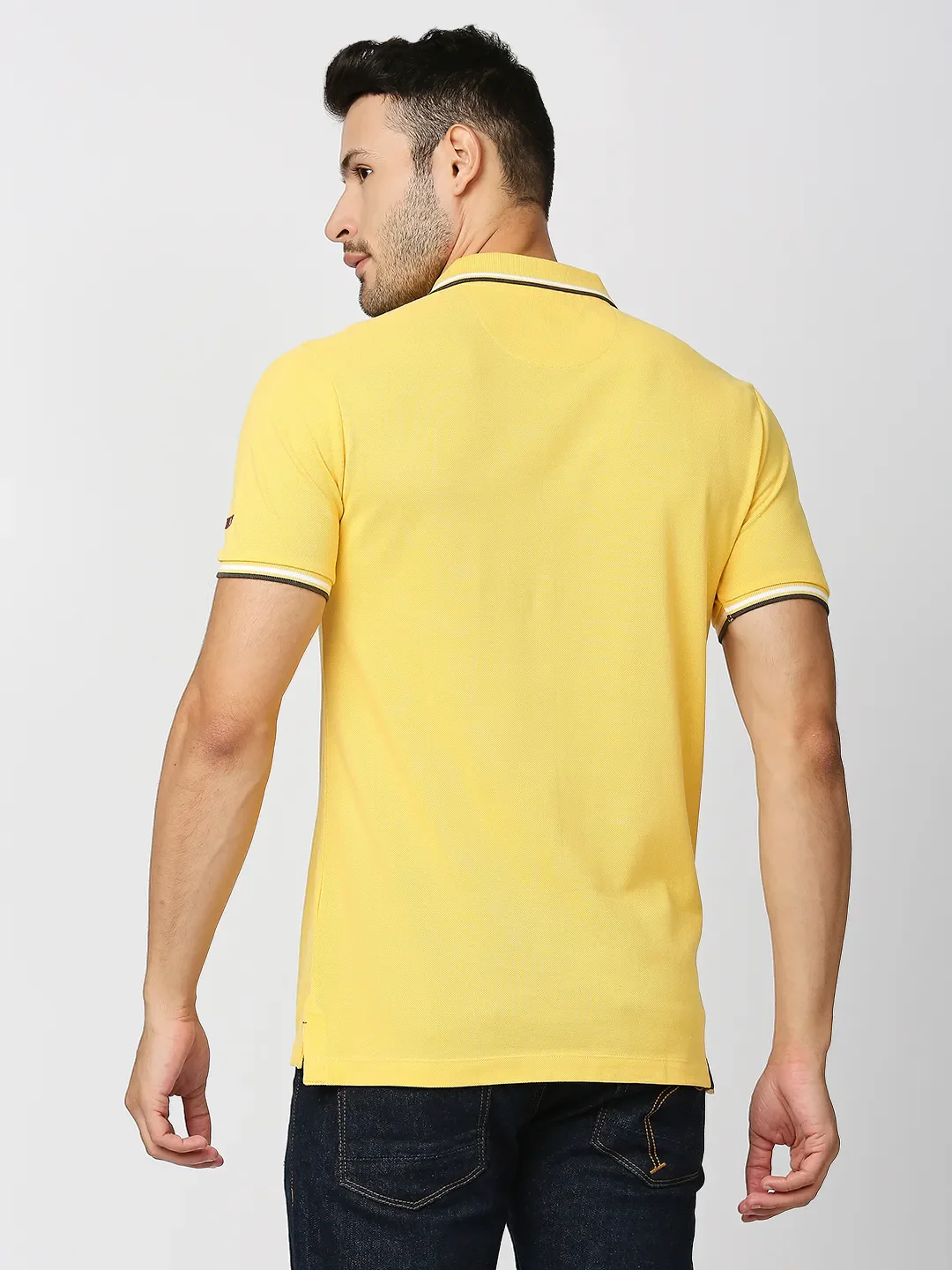 Yellow Regular Fit Men's Polo T-Shirt by Being Human Clothing - Image 4