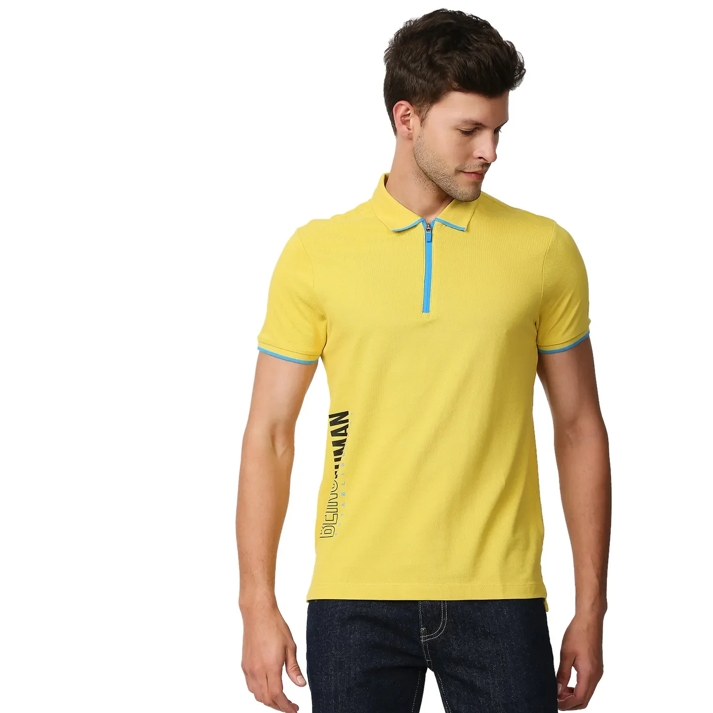 Yellow Regular Fit Men's Polo T-Shirt by Being Human Clothing