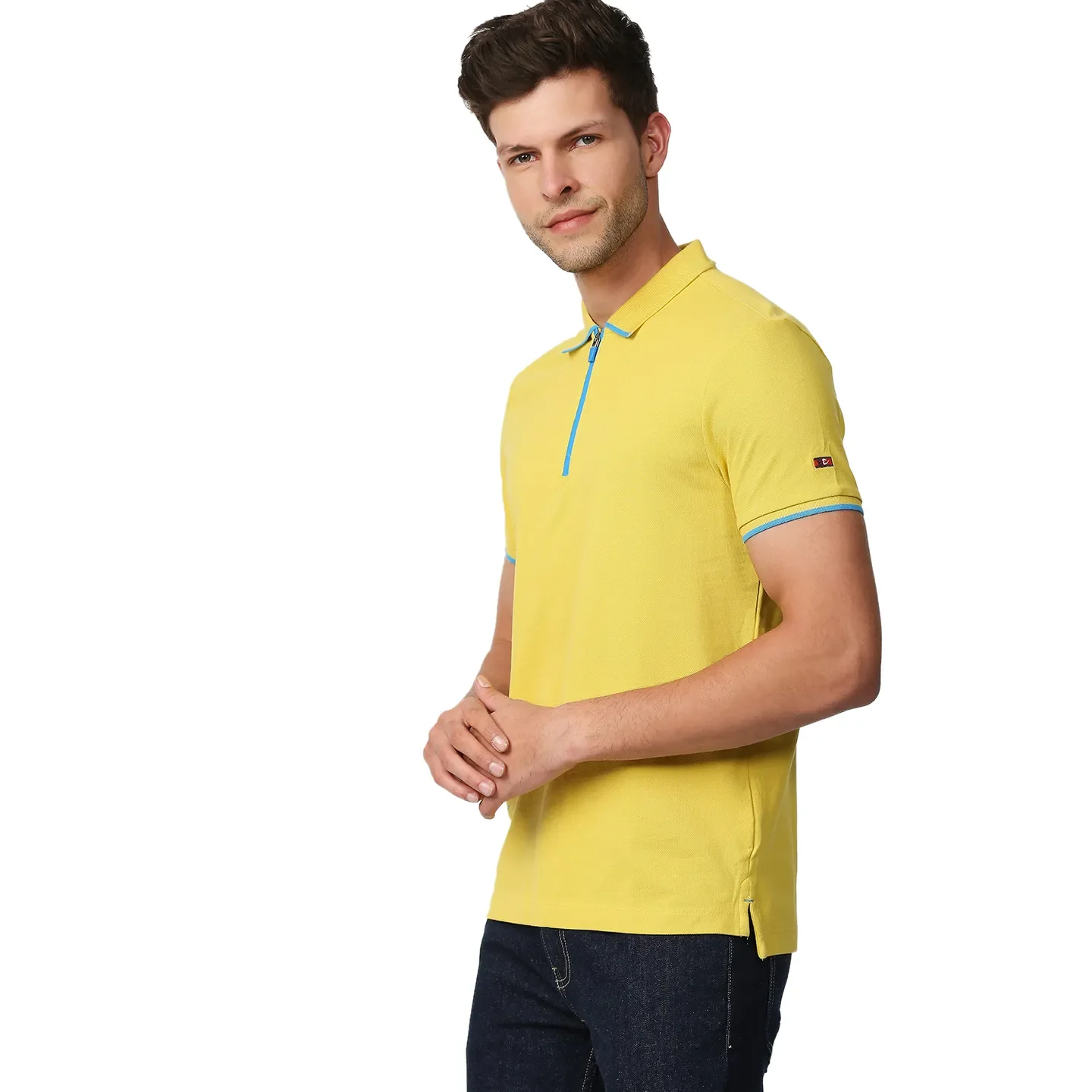 Yellow Regular Fit Men's Polo T-Shirt by Being Human Clothing - Image 2