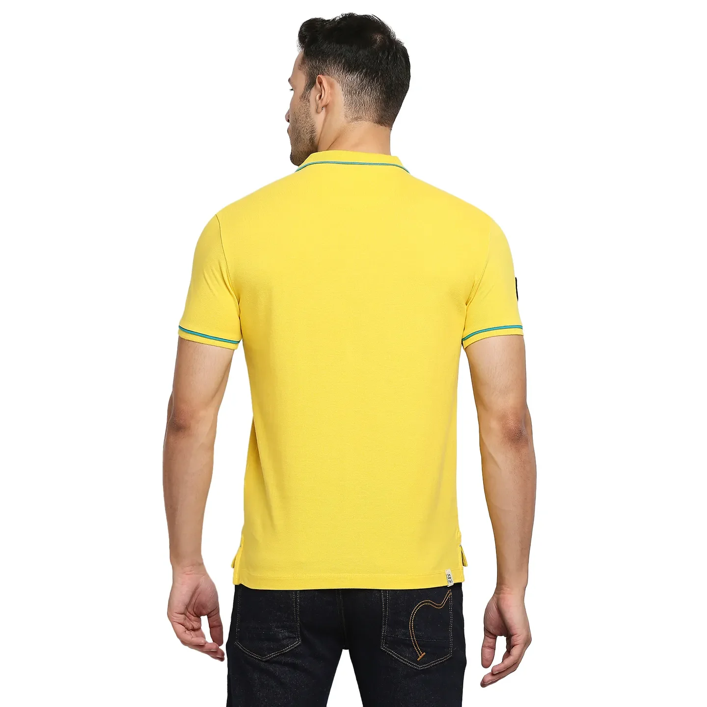 Yellow Regular Fit Men's Polo T-Shirt by Being Human Clothing - Image 4