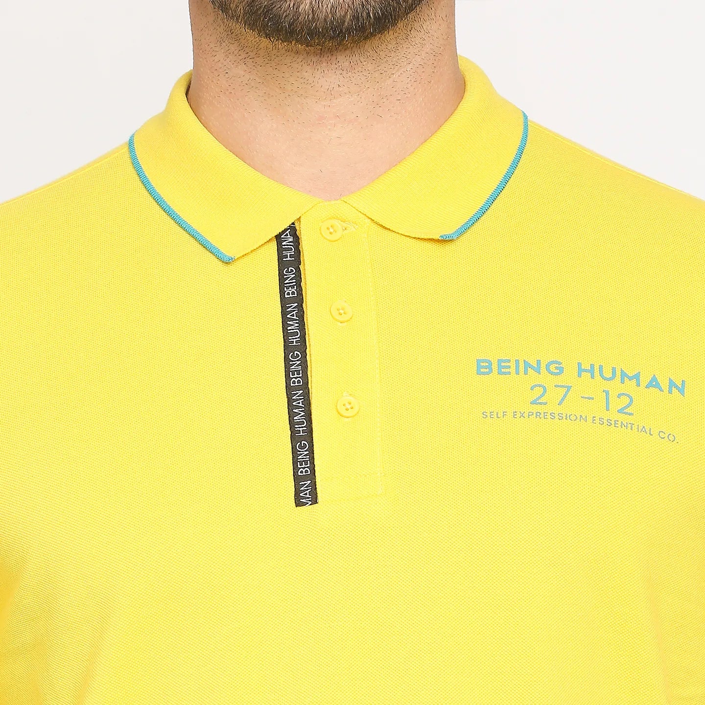 Yellow Regular Fit Men's Polo T-Shirt by Being Human Clothing - Image 5